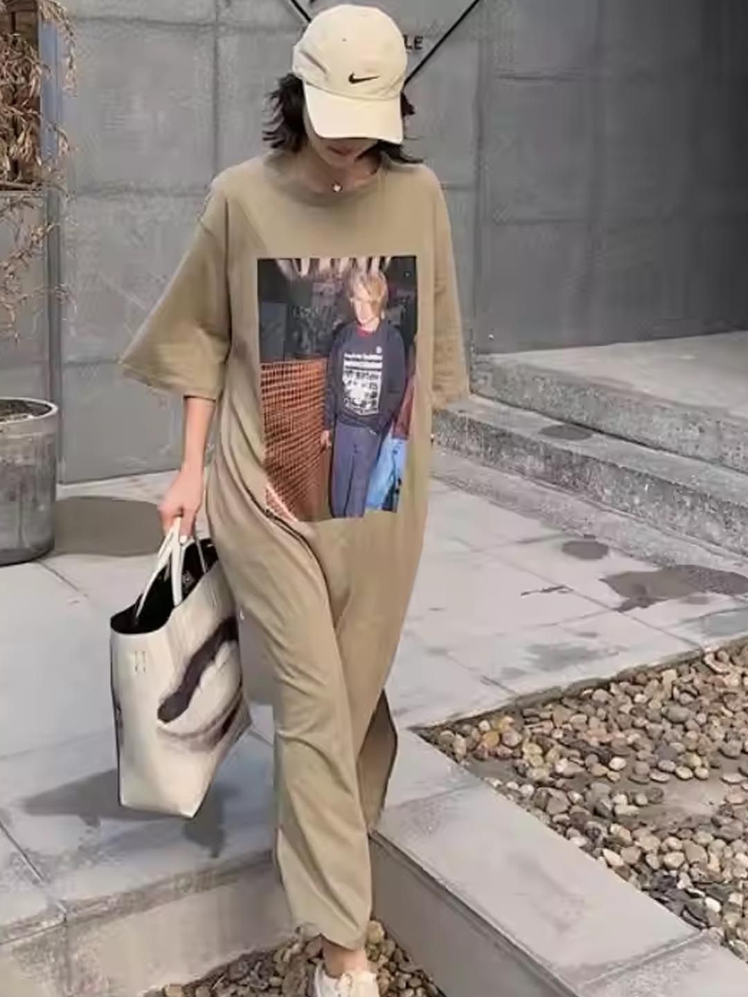 

StyleCast Graphic Printed Maxi Dress, Khaki