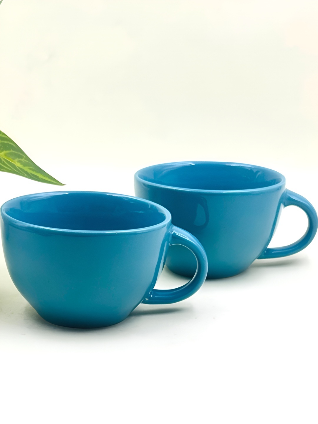 

Lupaava Blue 2 Pieces Ceramic Glossy Serving Bowls With Spoons -350 ml Each
