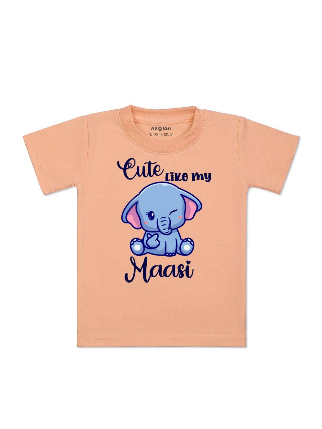 

Arvesa Kids Cute Like My Maasi Printed Tshirt, Peach