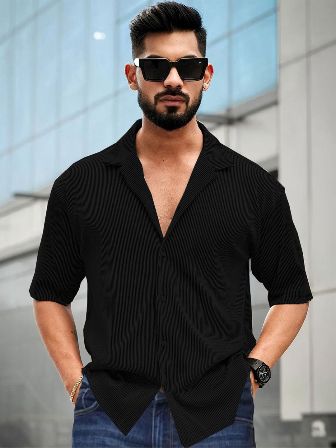 

Moda Rapido Men Opaque Casual Shirt, Black