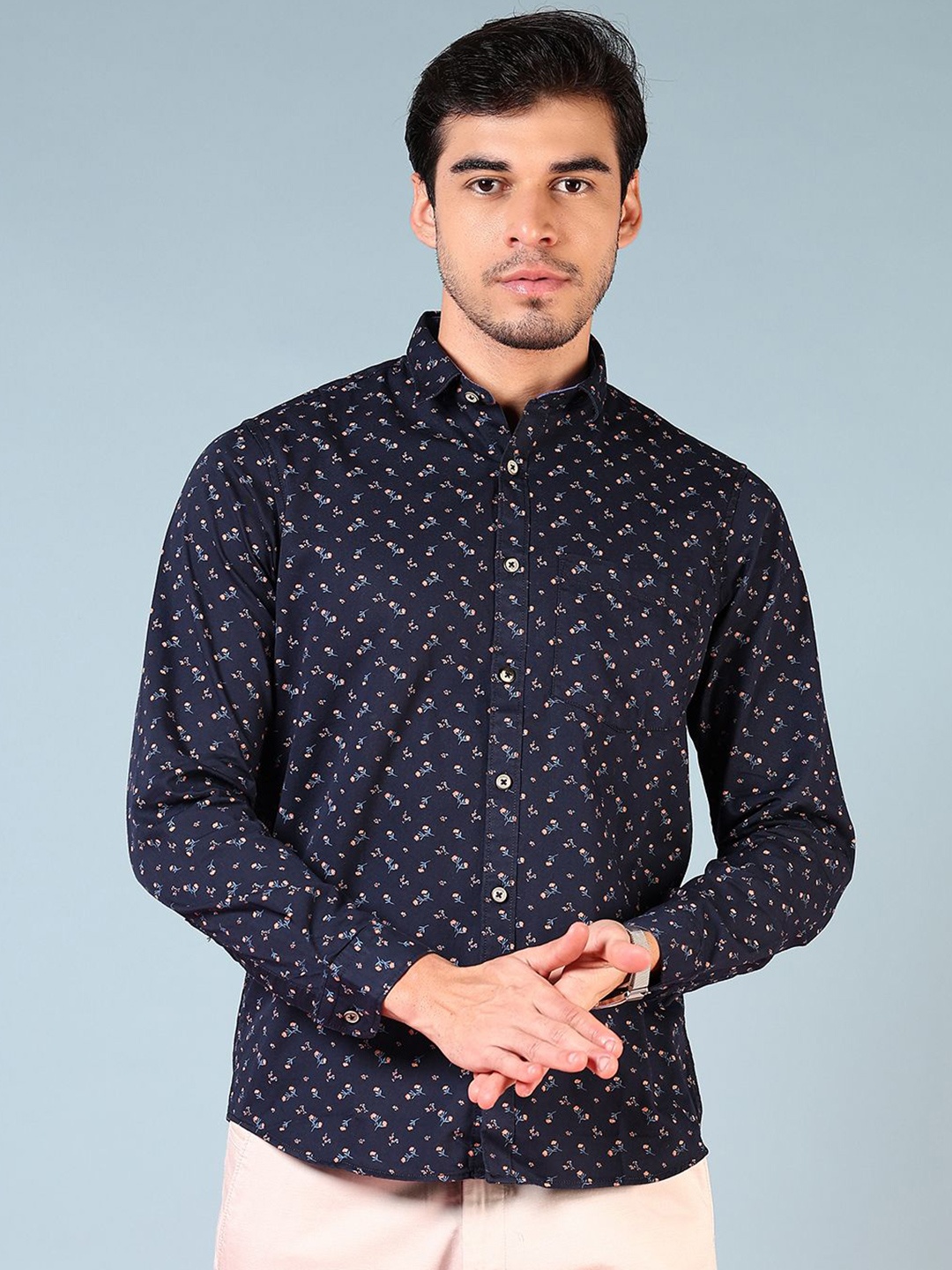 

V-Mart Men Opaque Printed Casual Shirt, Navy blue