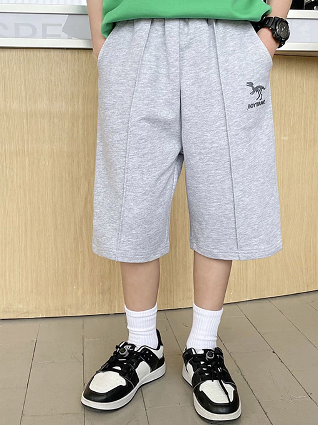 

LULU & SKY Boys High-Rise Shorts, Grey