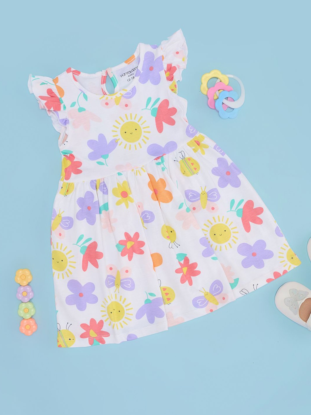 

Pantaloons Baby Floral Print Fit & Flare Dress, White