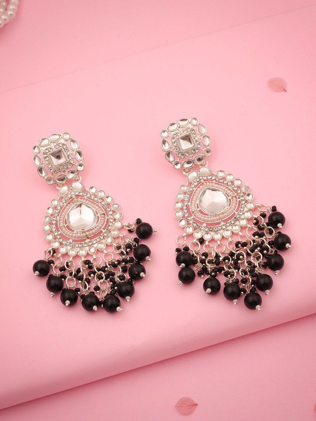 

Anouk Gold-Plated Artificial Beads Beaded Contemporary Shaped Drop Earrings