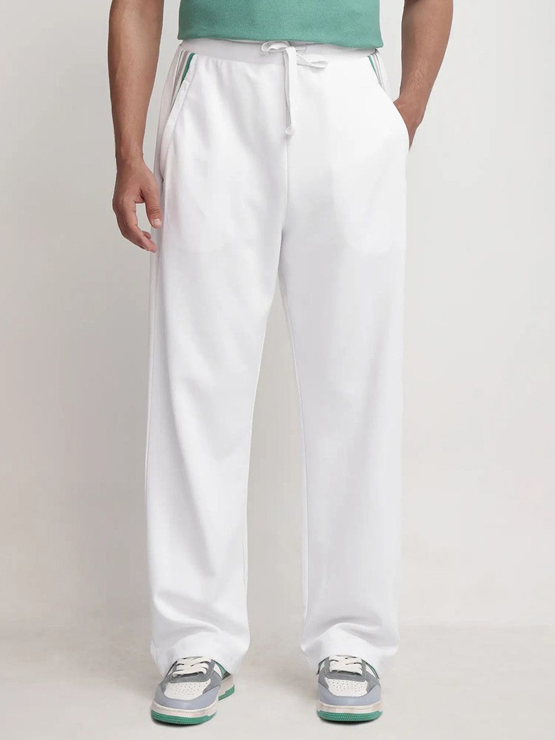 

RARE RABBIT OBLIC Men Cotton Mid Rise Regular Fit Track Pants, White