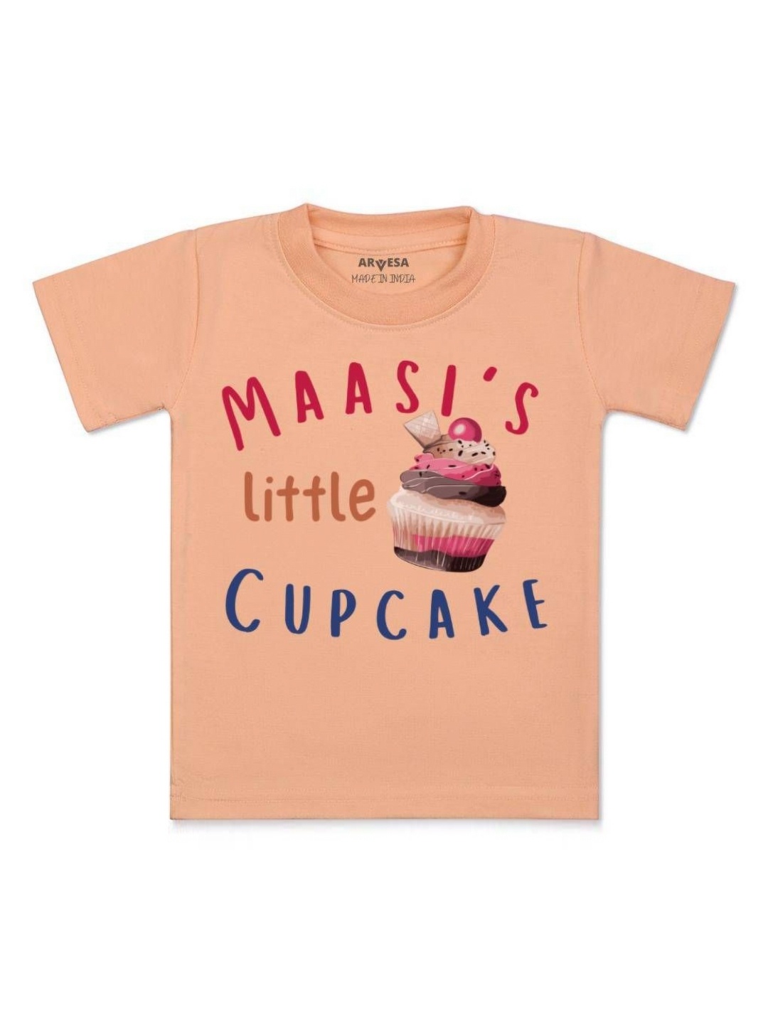 

Arvesa Kids Maasi Little Cupcake Printed Tshirt, Peach