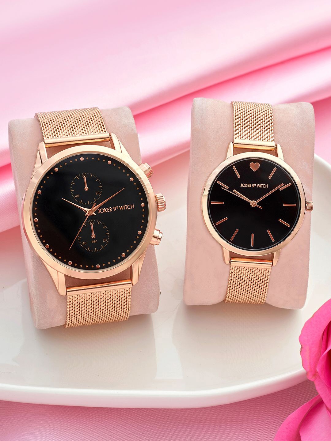 

JOKER & WITCH Skye & River Analogue Couple Watches Giftset, Rose gold