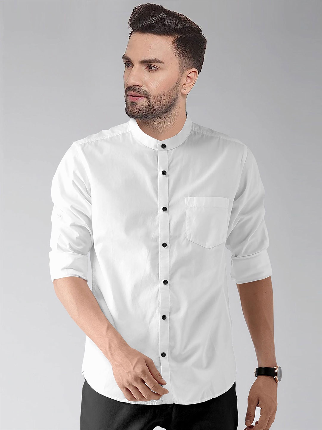 

Praizy Men Classic Opaque Casual Shirt, White