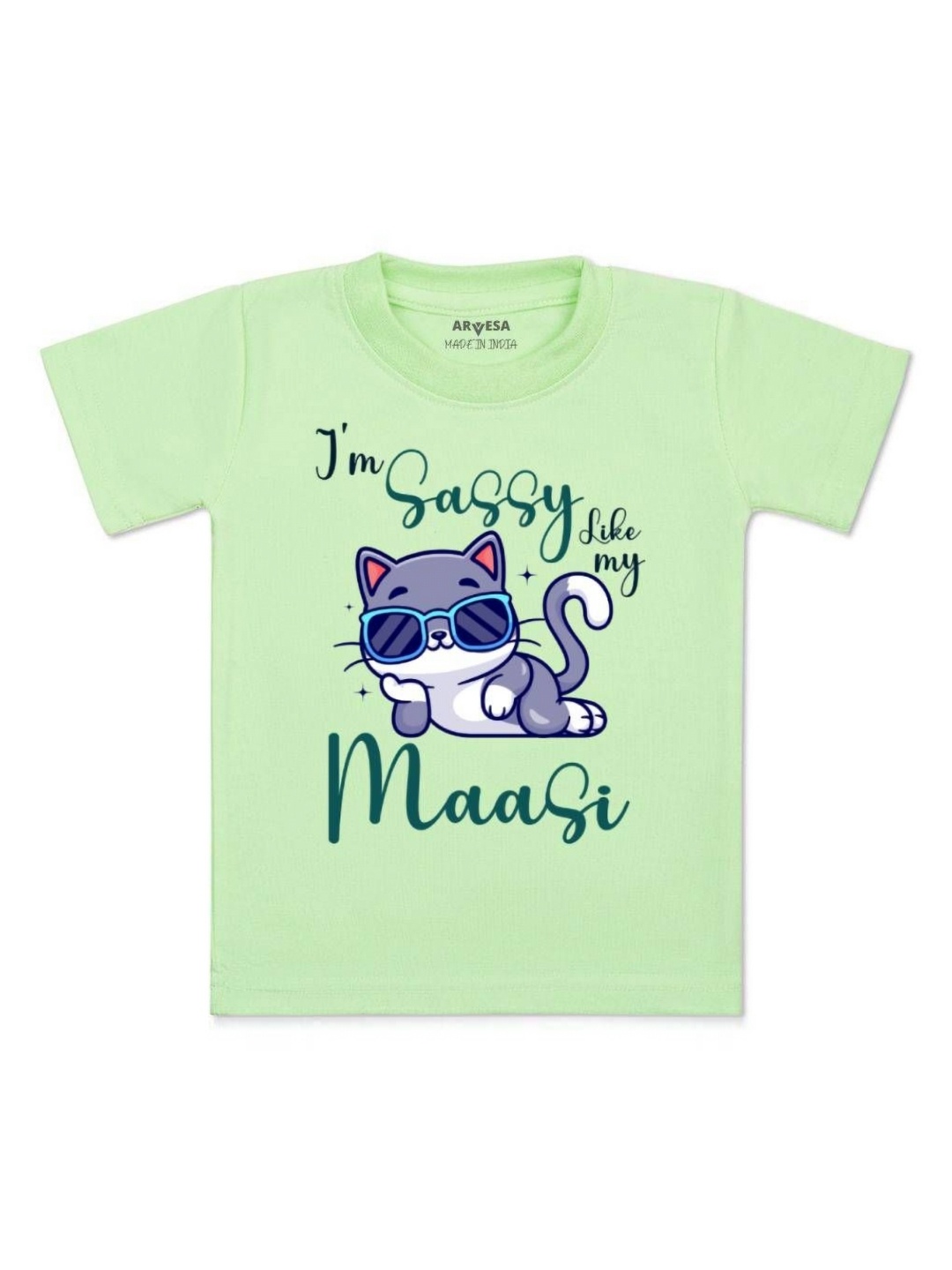 

Arvesa Kids I Am Sassy Like My Bua Printed Tshirt, Green