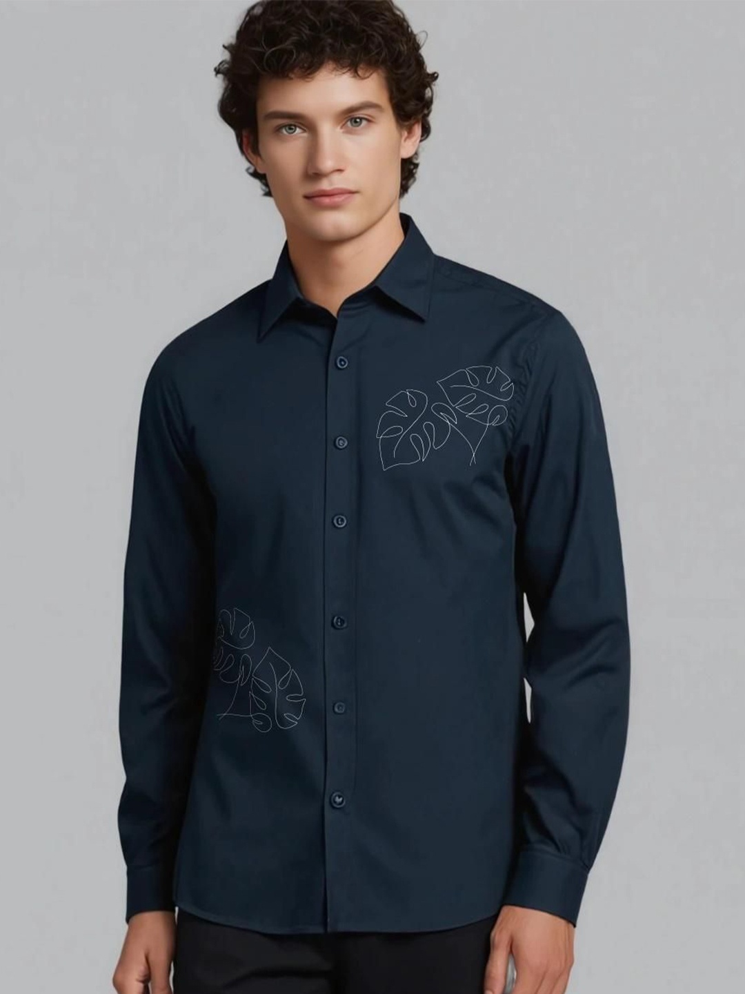

HE SPOKE Men Smart Tailored Fit Opaque Casual Shirt, Navy blue
