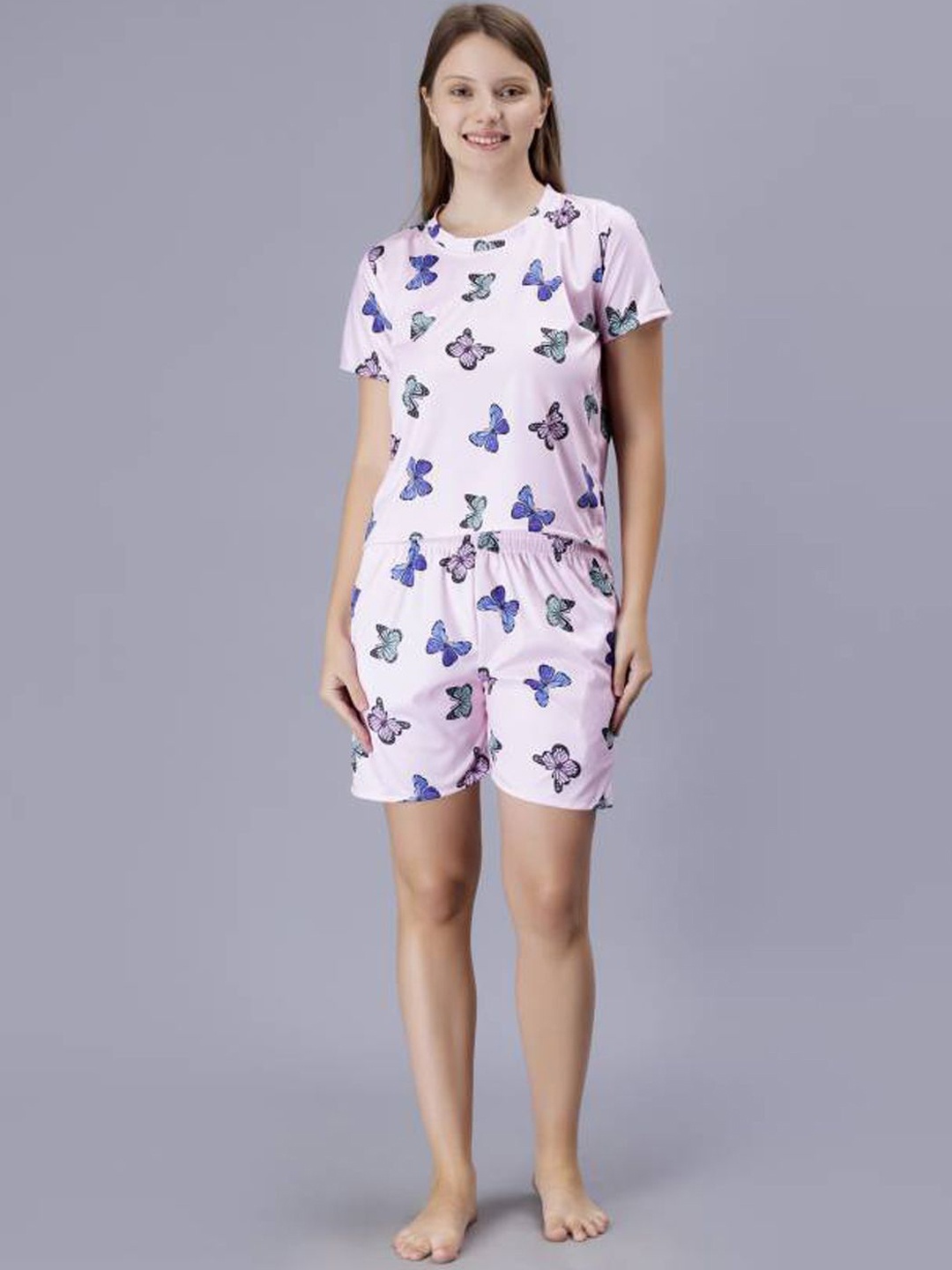 

Dreambe Women Printed Night suit, Pink