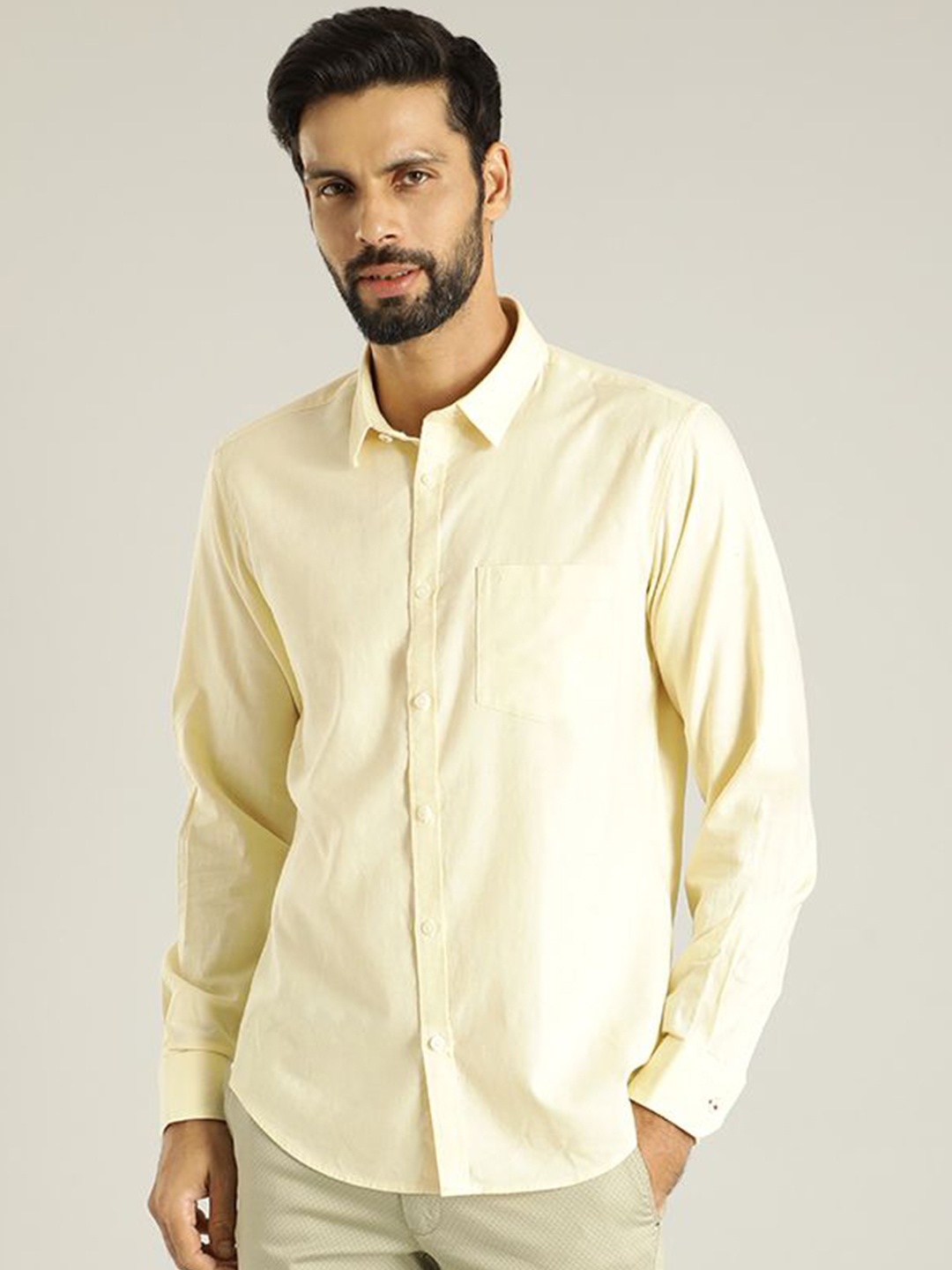 

Indian Terrain Men Slim Fit Opaque Casual Shirt, Yellow
