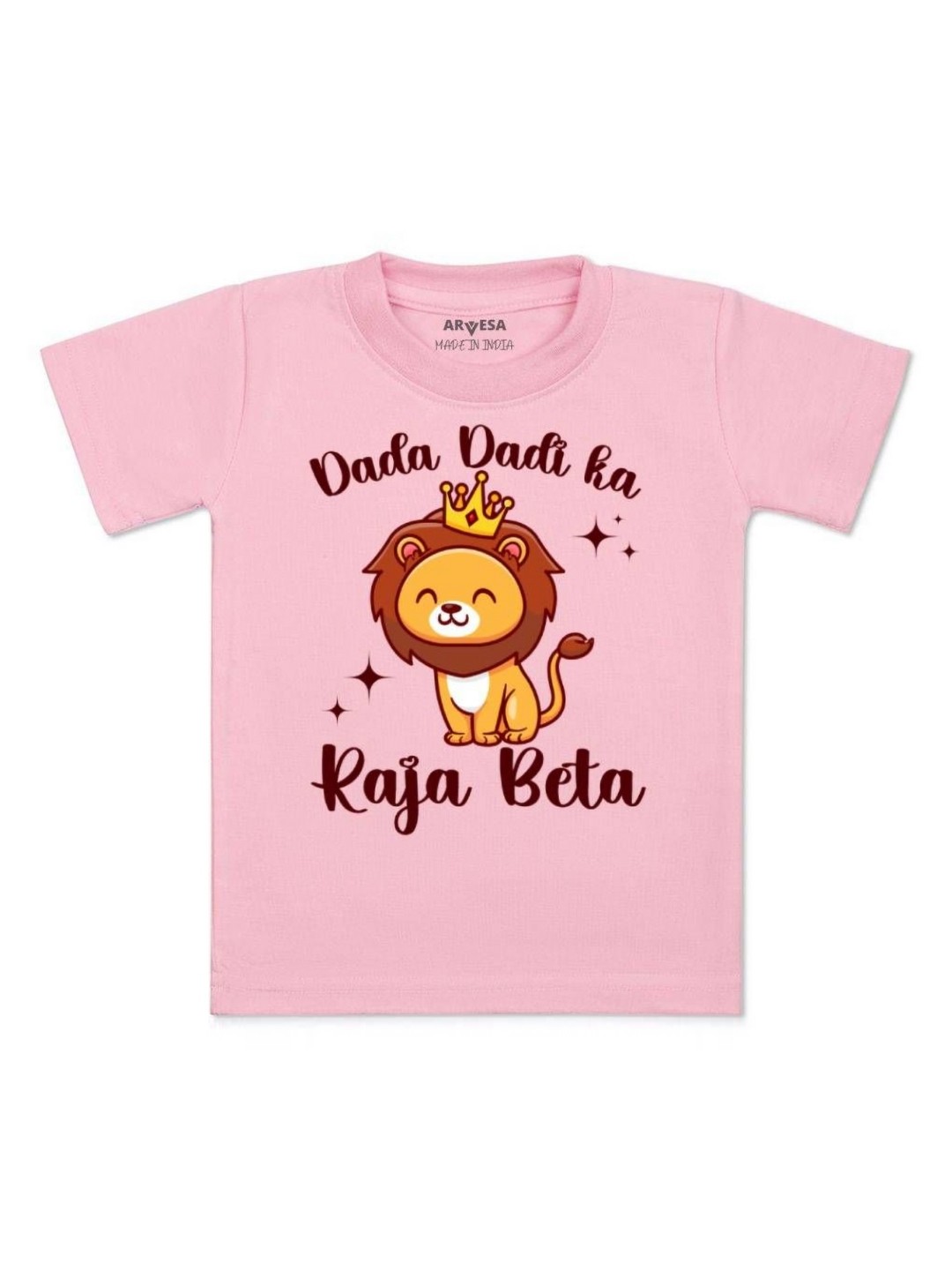 

Arvesa Kids Dada Dadi Ka Raja Beta Printed Tshirt, Pink