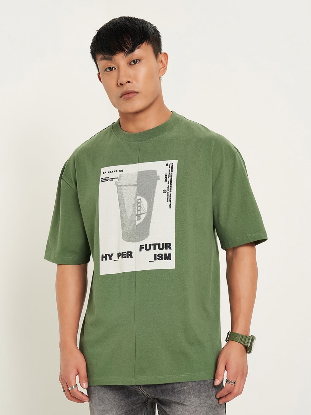 

SF JEANS by Pantaloons Men Pockets T-shirt, Olive