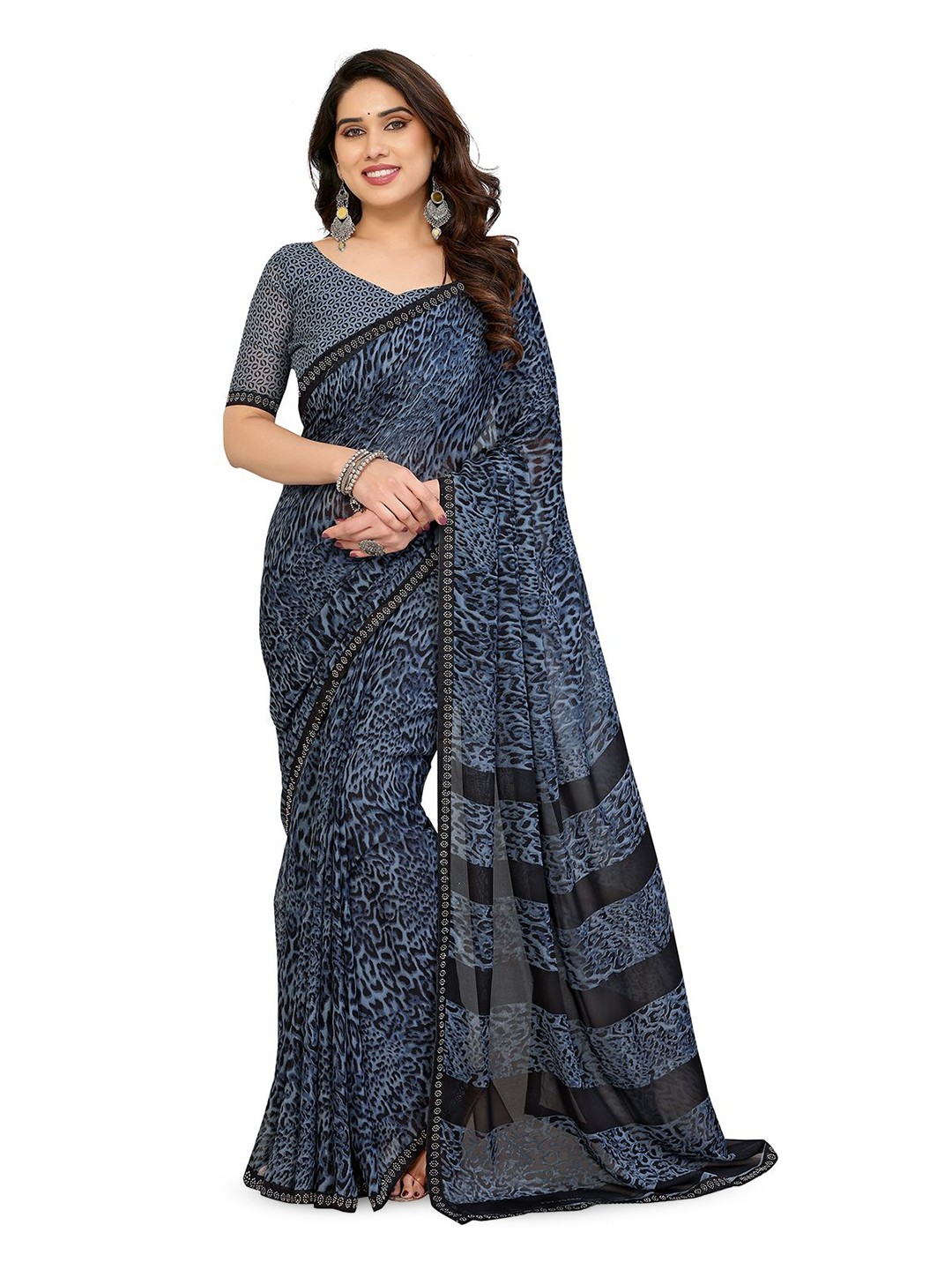 

Moda Rapido Printed Saree, Blue