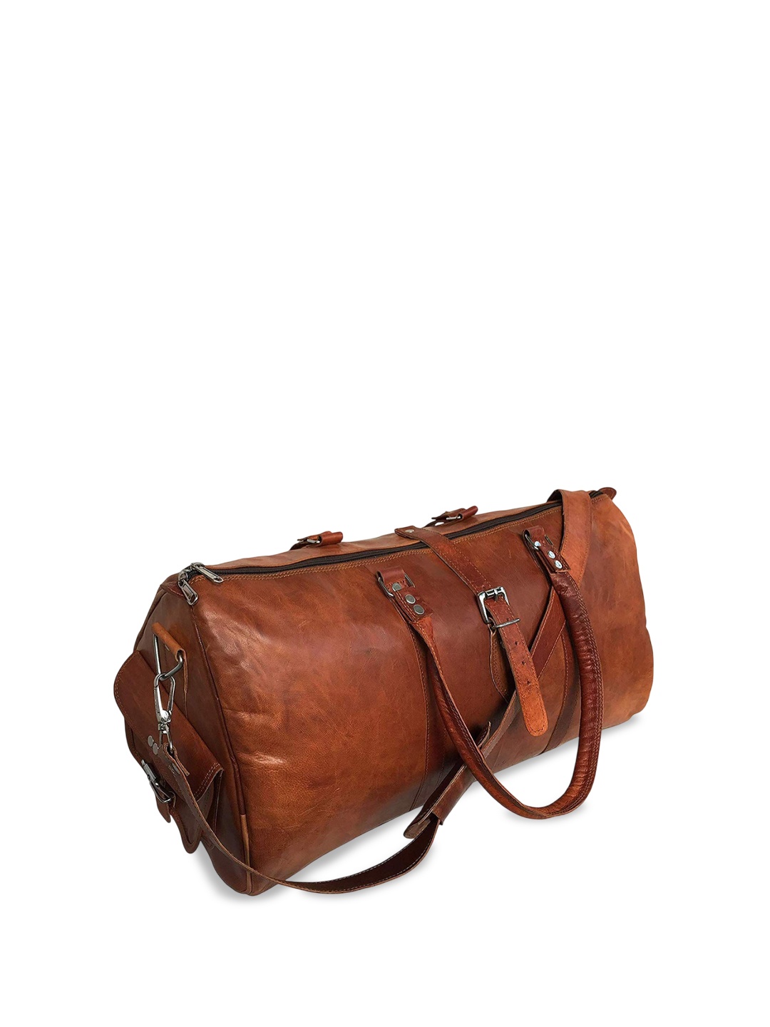 

PRANJALS HOUSE Small Leather Gym Or Travel Duffle Bag, Brown