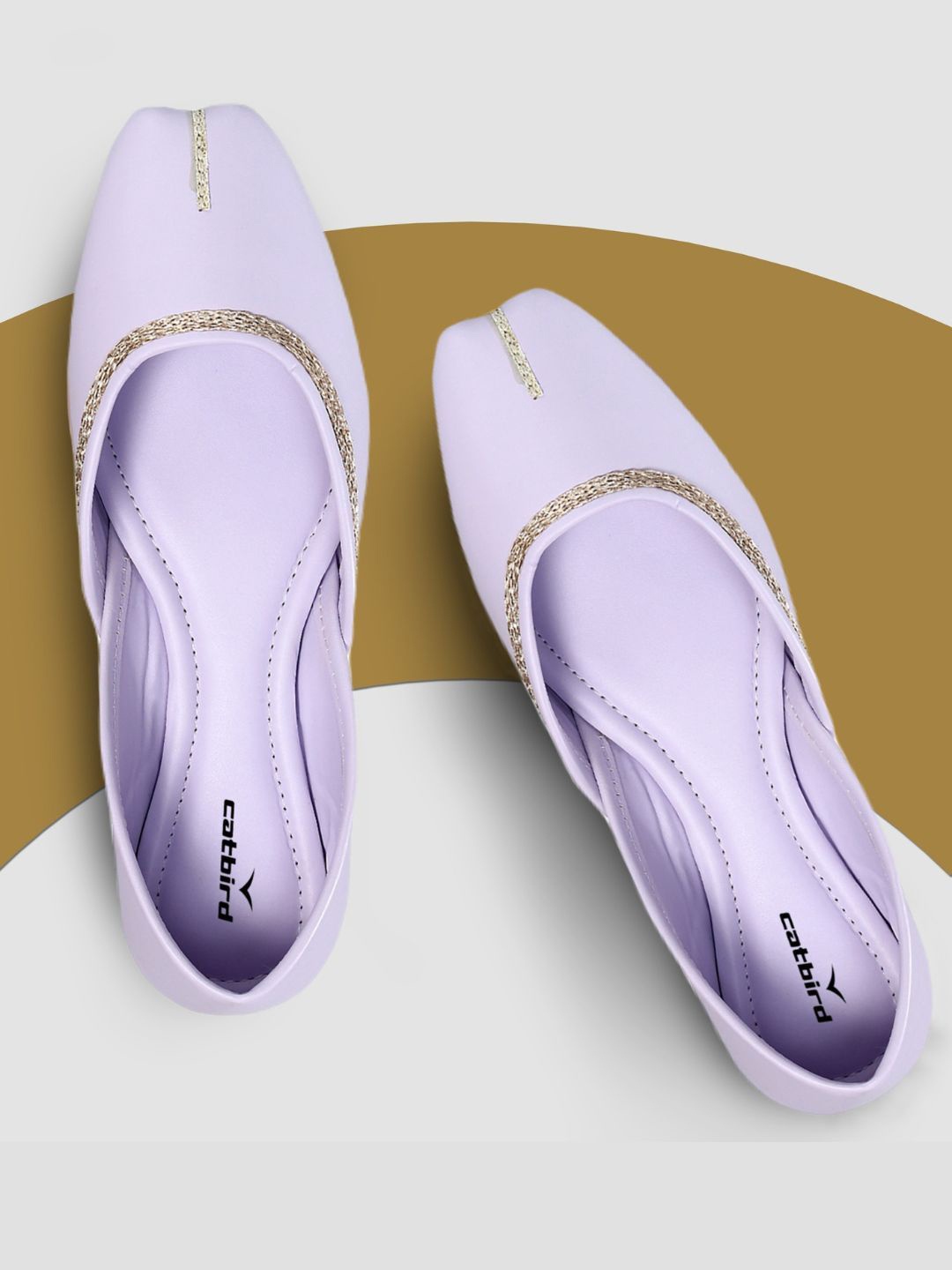 

CATBIRD Women Embroidered Ethnic Mojaris, Lavender