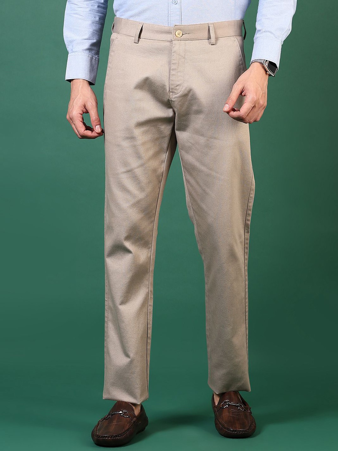 

V-Mart Men Textured Chinos Trousers, Cream