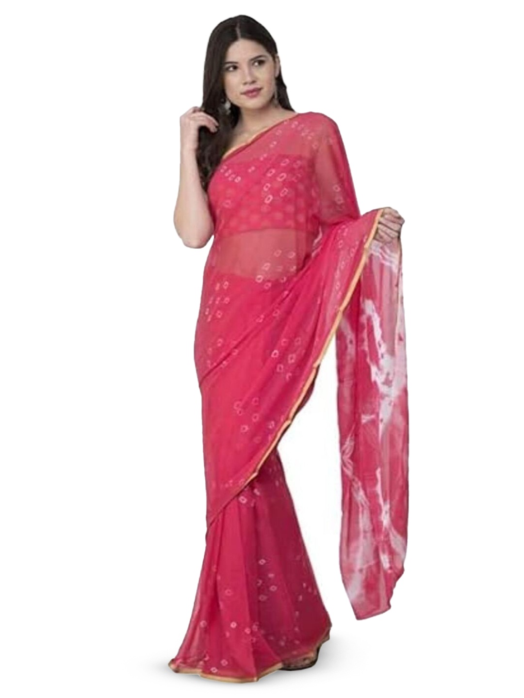 

DURGA EMPORIO Bandhani Pure Chiffon Bandhani Saree, Pink
