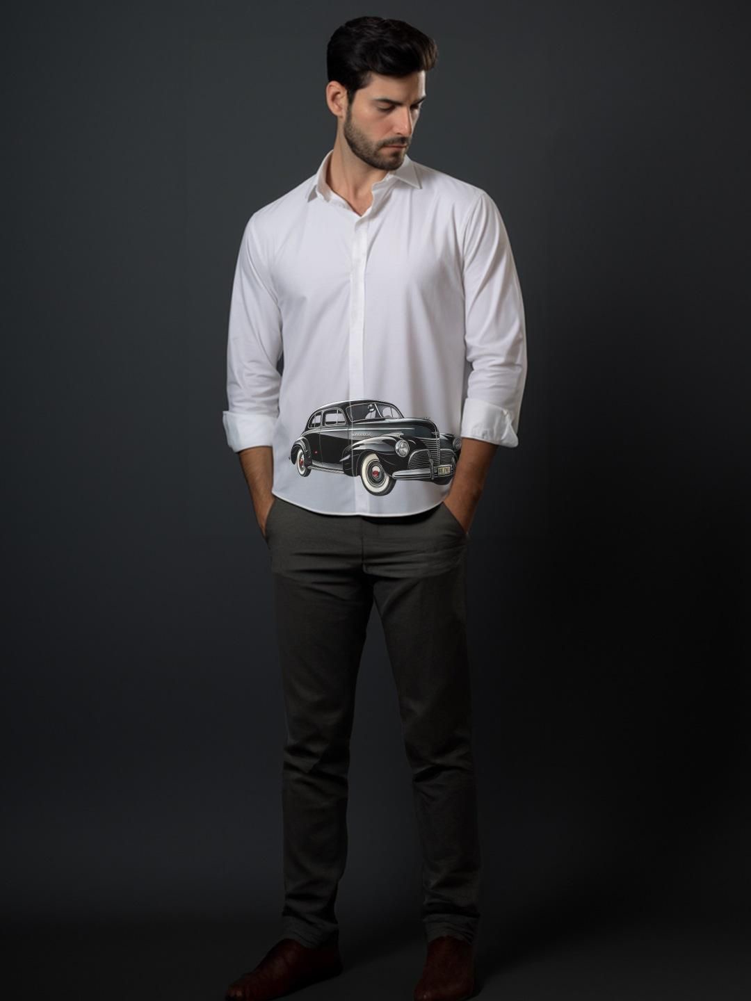 

HE SPOKE Men Smart Tailored Fit Opaque Casual Shirt, White