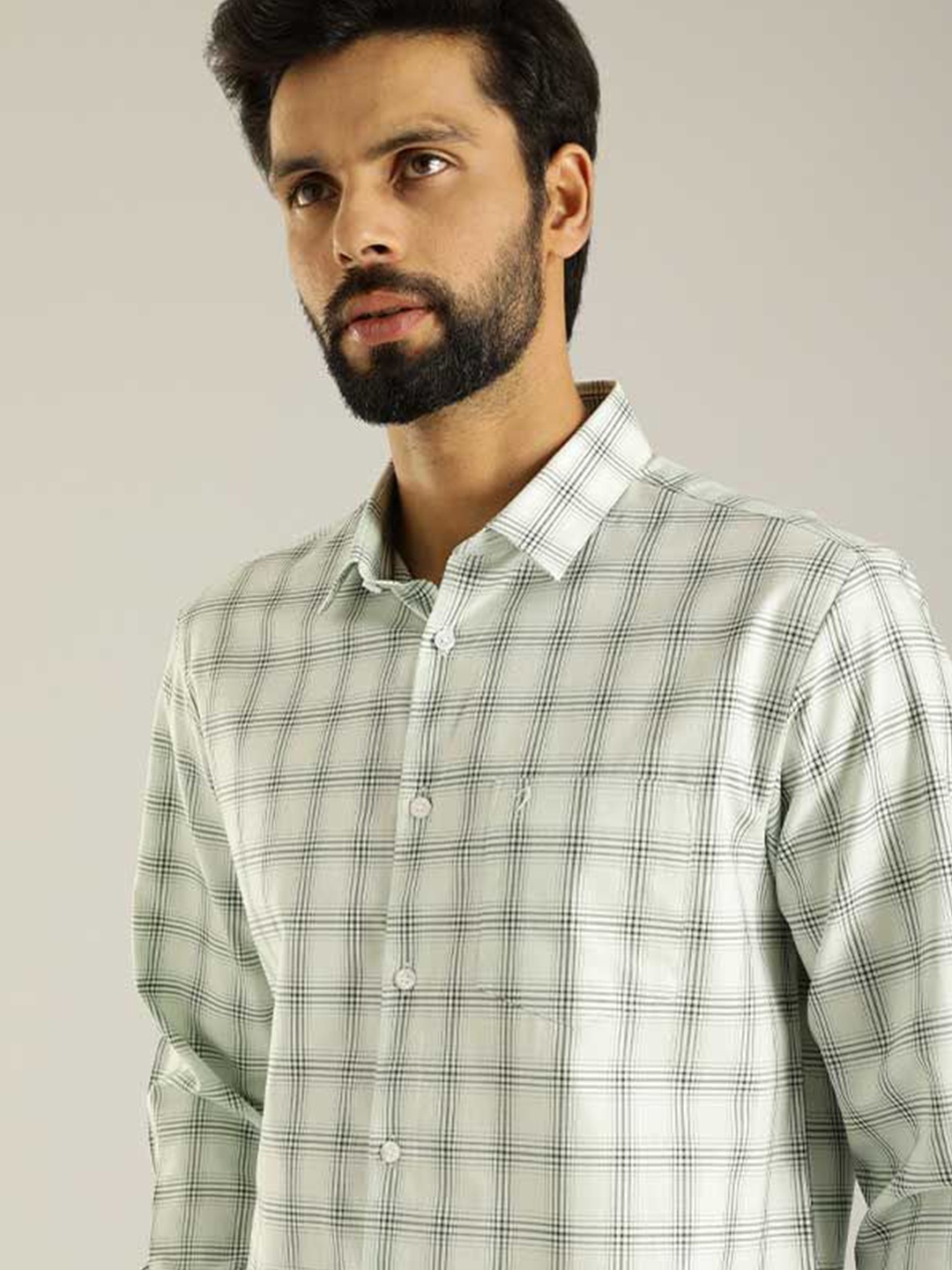 

Indian Terrain Men Slim Fit Tartan Checks Opaque Checked Casual Shirt, Green