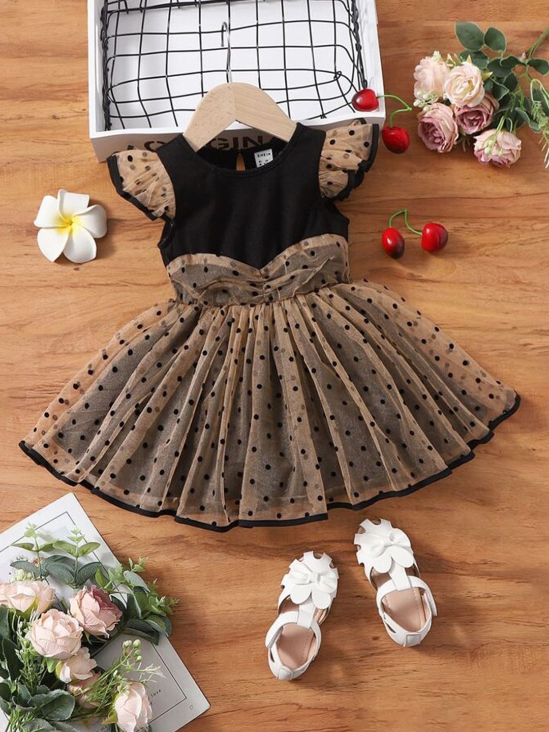 

BAESD Floral Print Peplum Dress, Brown