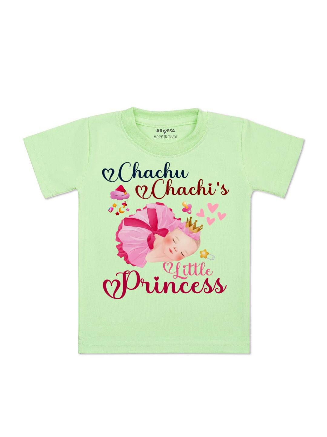 

Arvesa Kids Chachu Chachi'S Little Princess Printed Tshirt, Green