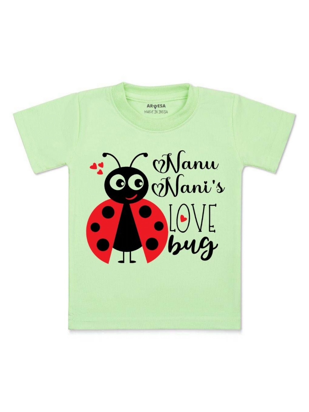 

Arvesa Kids Nanu Nani Love Bug Printed Tshirt, Green