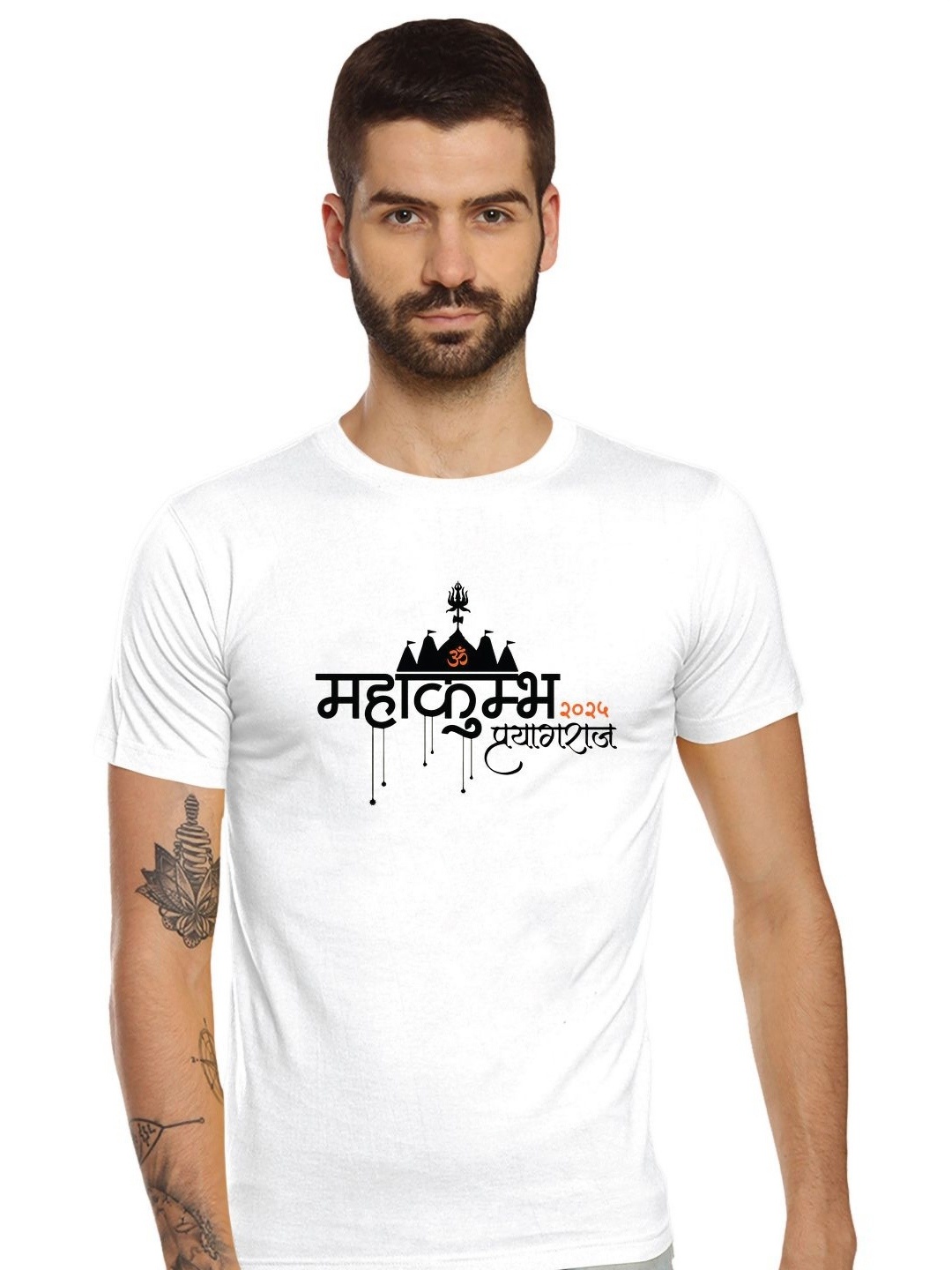 

Tantra Men Printed Monochrome T-shirt, White