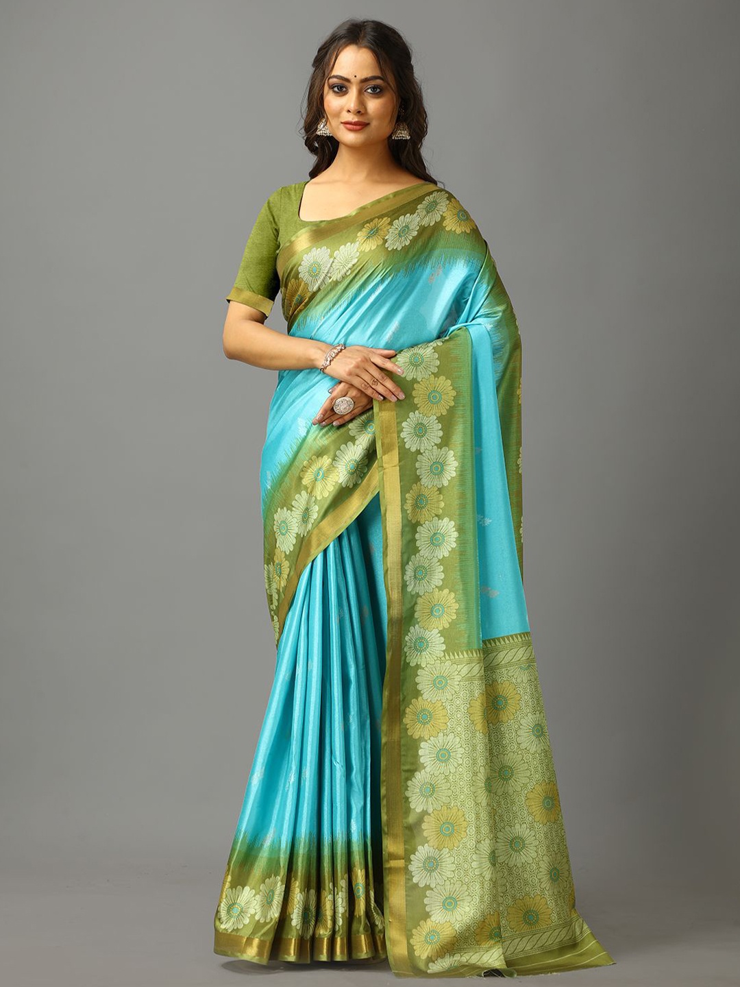 

A.V.M. SILK MILLS Pure Crepe Saree, Blue