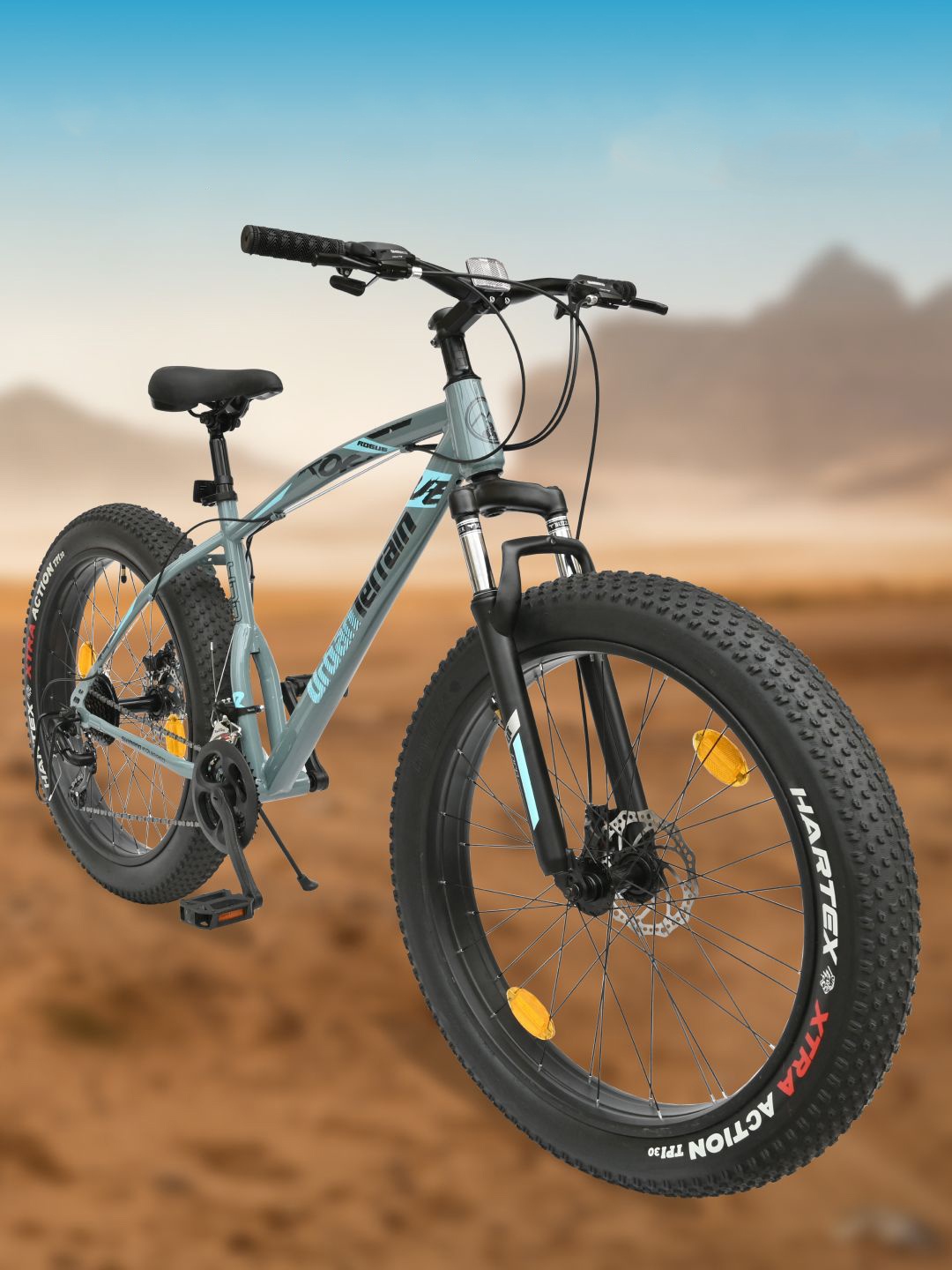 

URBAN TERRAIN Rogue Steel Frame 21 Speed Shimano Gear and Dual Disc Brake Mountain Bicycle, Grey