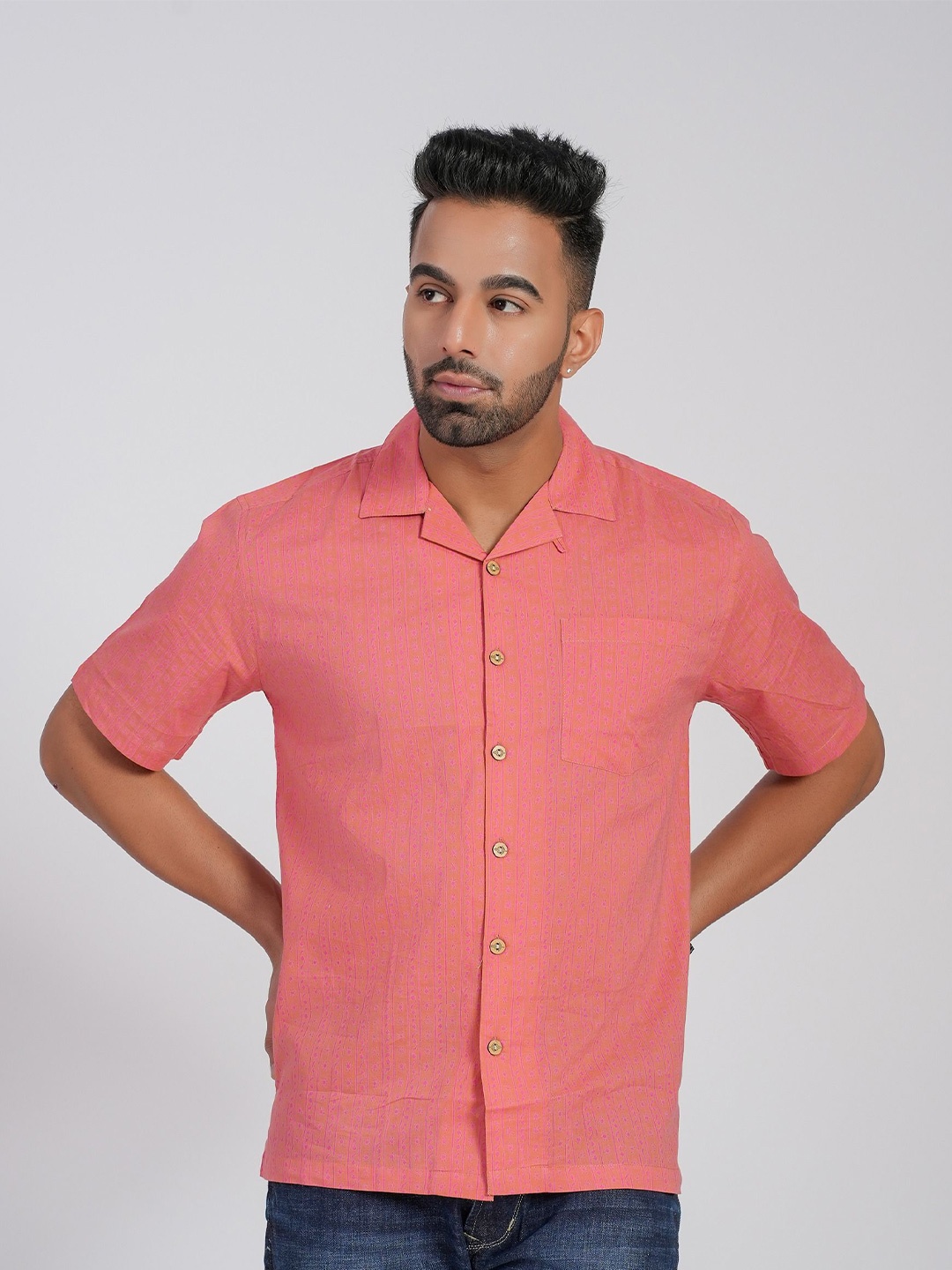 

Cotton Curio Men Comfort Opaque Casual Shirt, Red