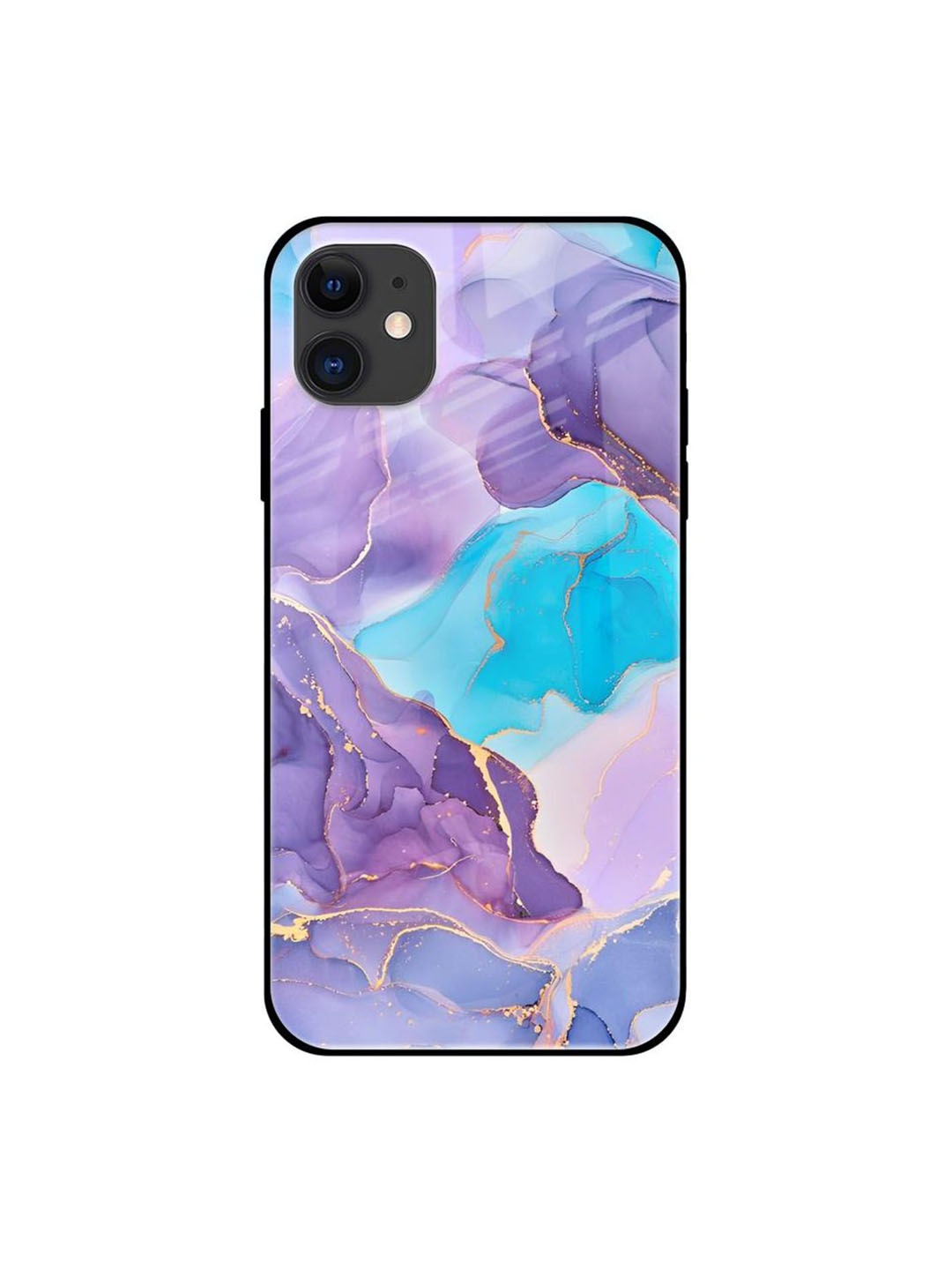 

QRIOH Alcohol ink Marble Real Printed iPhone 12 Mini Back Case, Purple