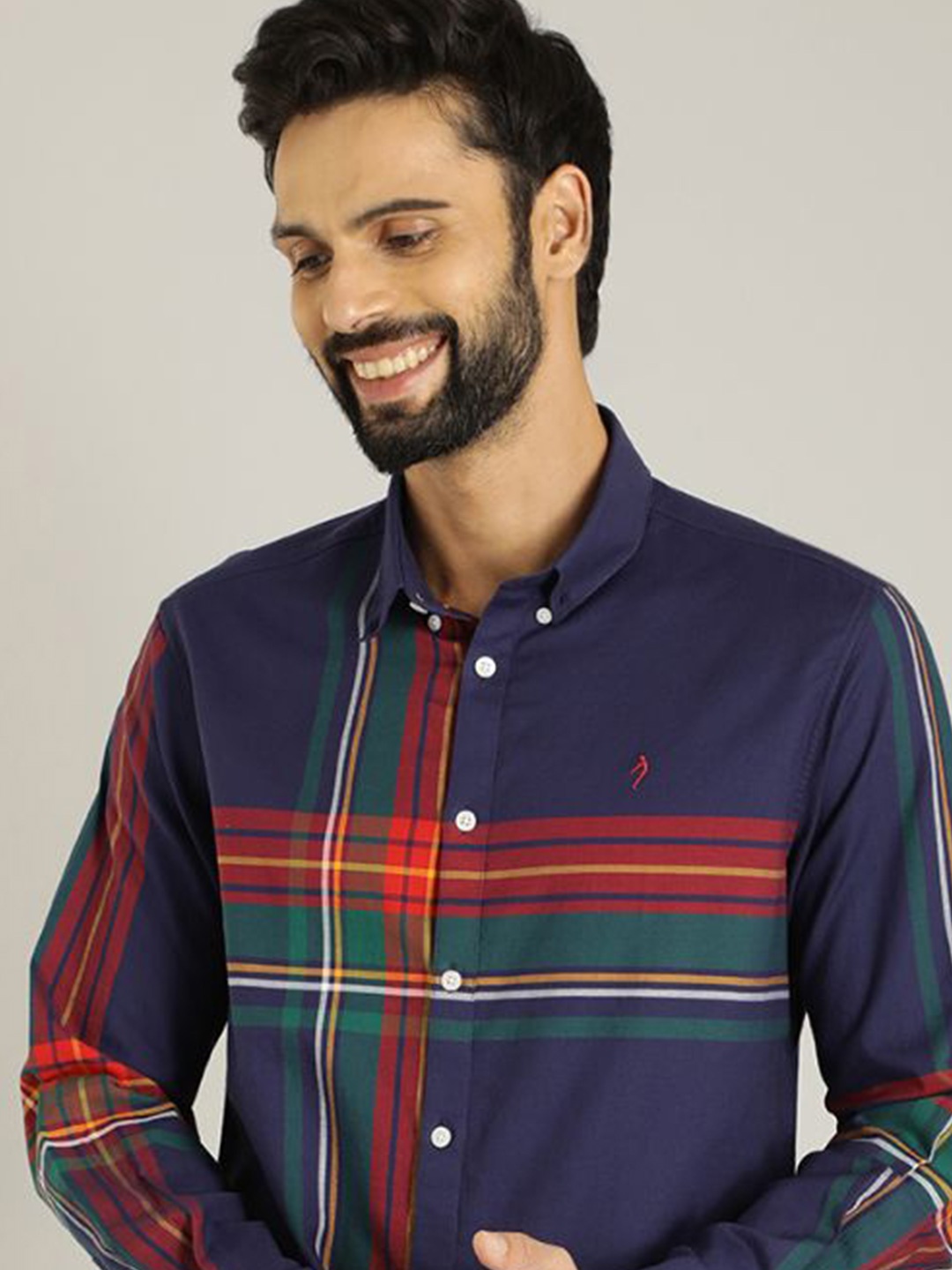 

Indian Terrain Men Slim Fit Multi Stripes Opaque Striped Casual Shirt, Blue