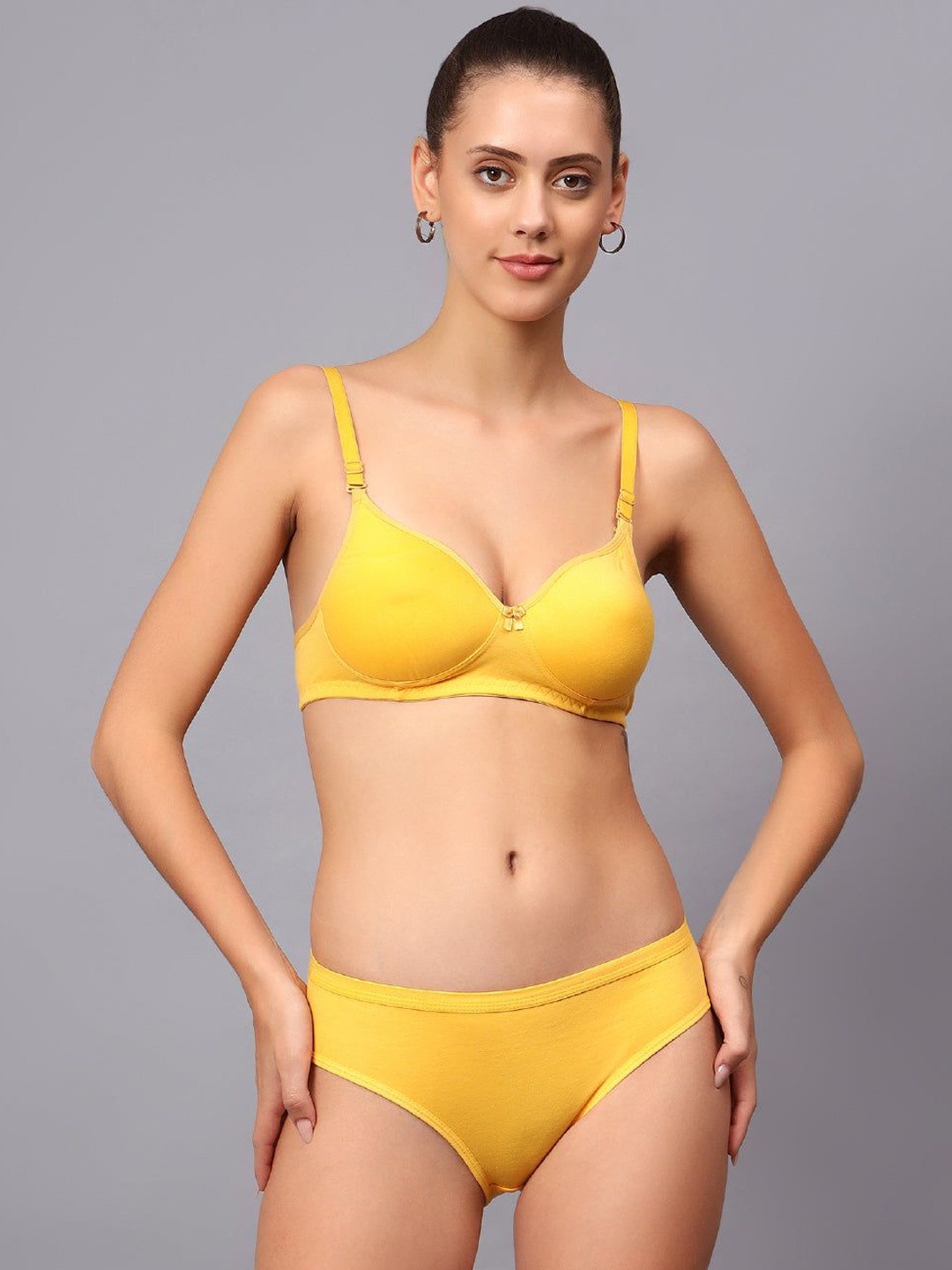 

Designer Bugs Cotton Non Padded Non Wired Lingerie Set NPLS-YL-30B, Yellow