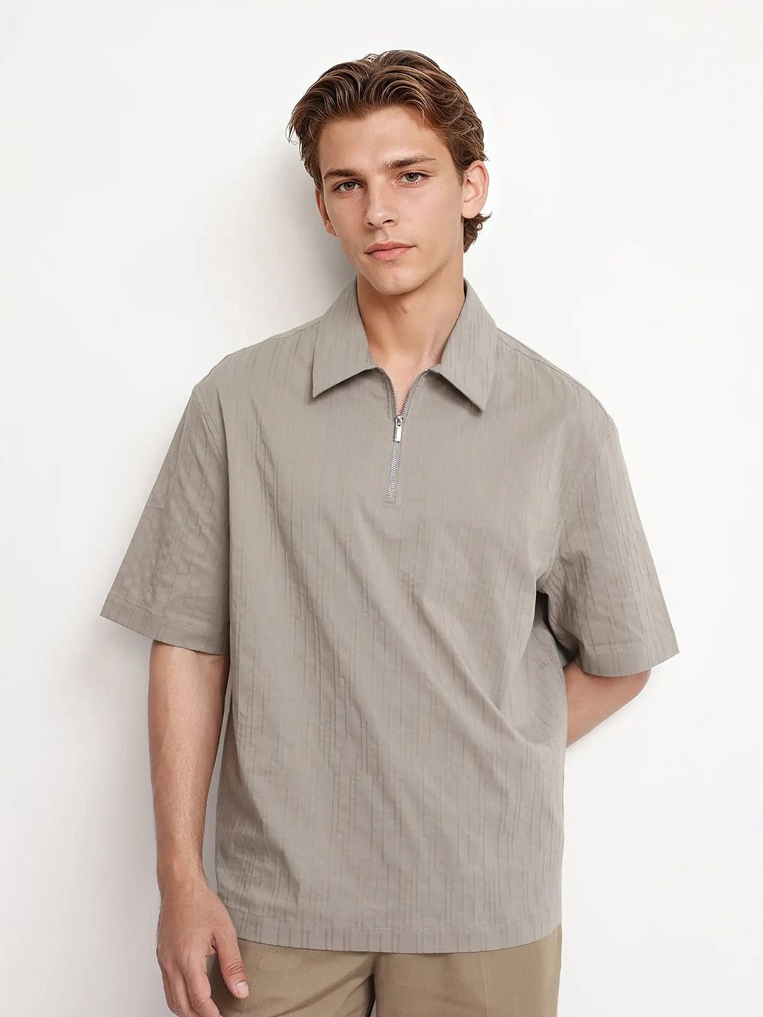

RARE RABBIT Men Comfort Opaque Striped Casual Shirt, Grey