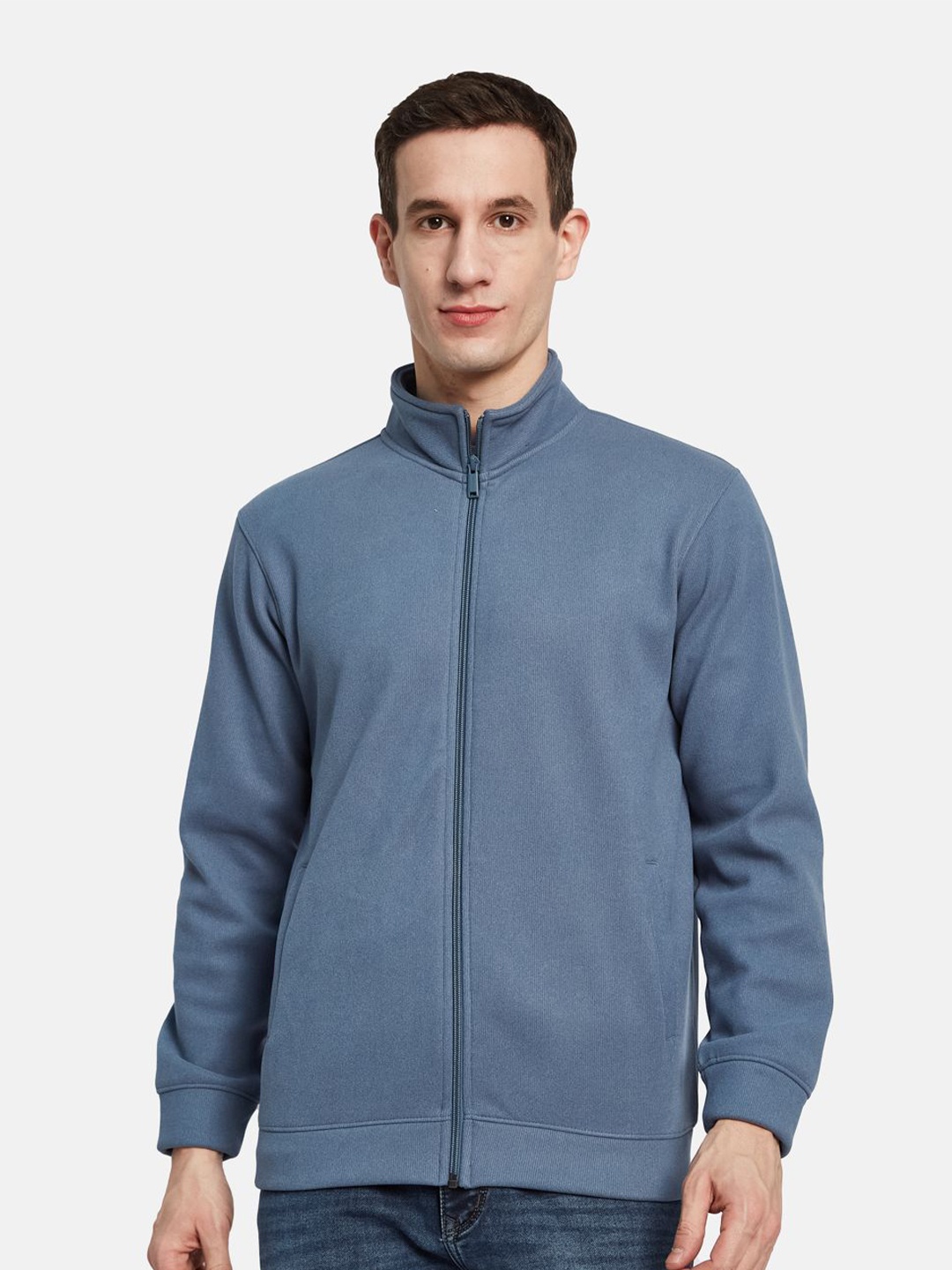 

Octave Men Mandarin Collar Long Sleeves Sweatshirt, Blue