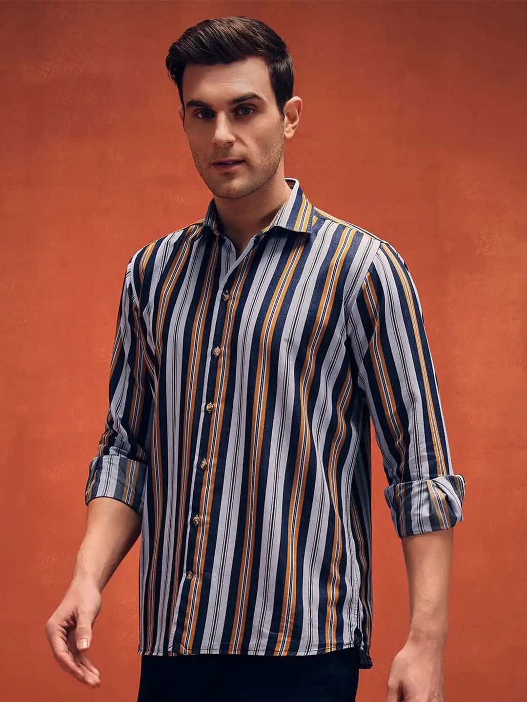 

Moda Rapido Men Comfort Opaque Printed Casual Shirt, Brown