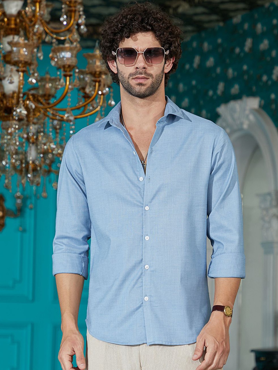 

Campus Sutra Men Comfort Opaque Casual Shirt, Blue