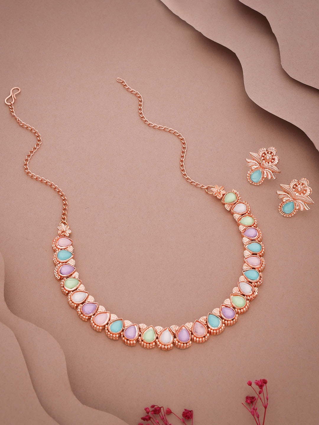 

Anouk Gold-Plated Artificial Stone-Studded Necklace And Earrings