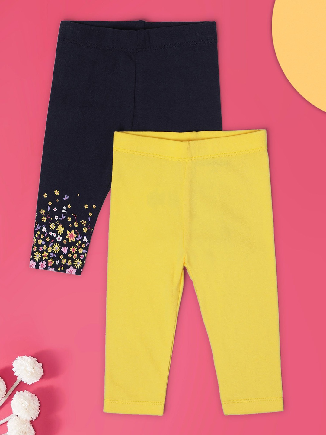 

Babies R Us Infant Girls Pack Of 2 Printed Ankle Length Leggings, Navy blue