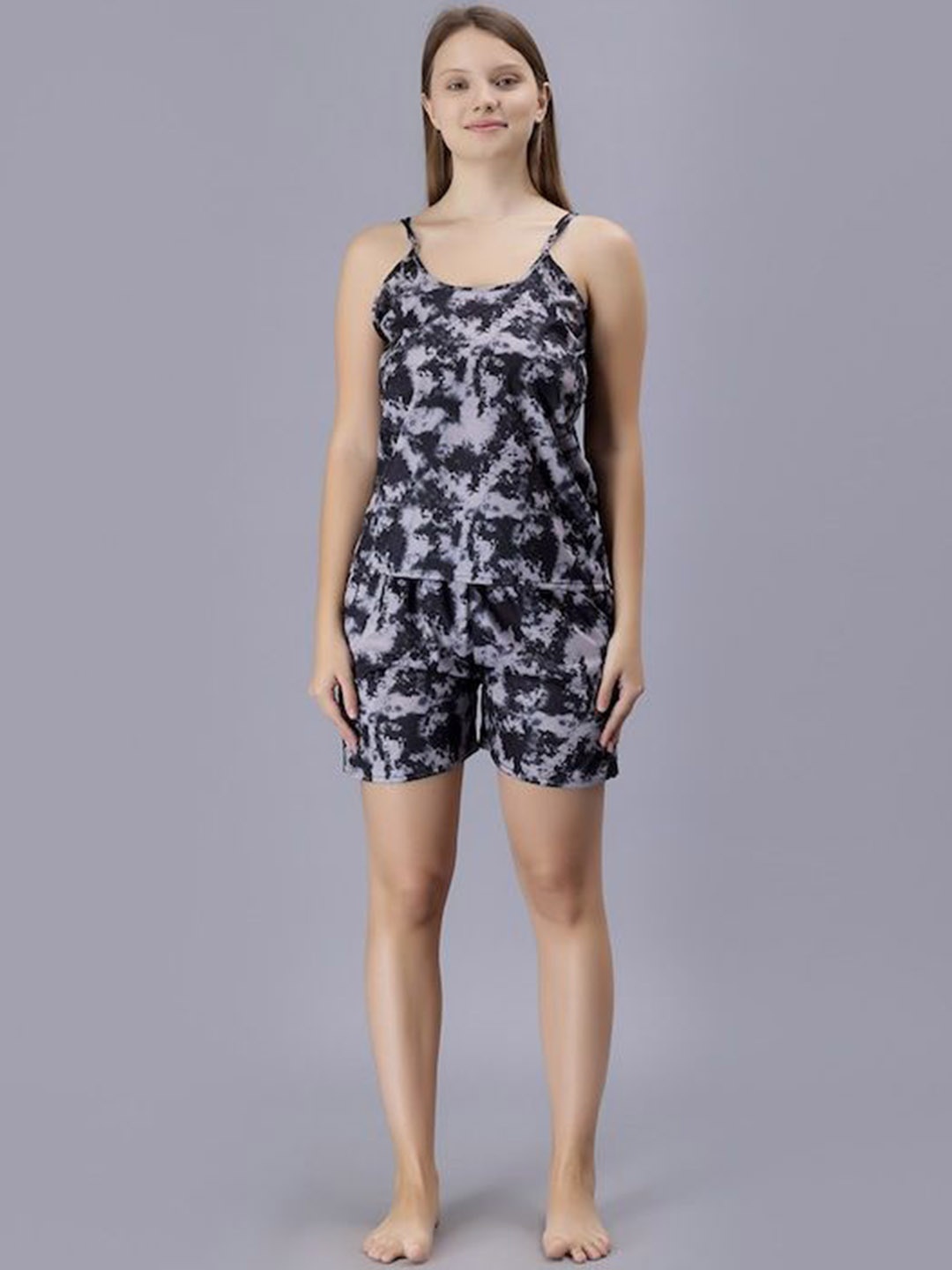 

Dreambe Women Printed Night suit, Black
