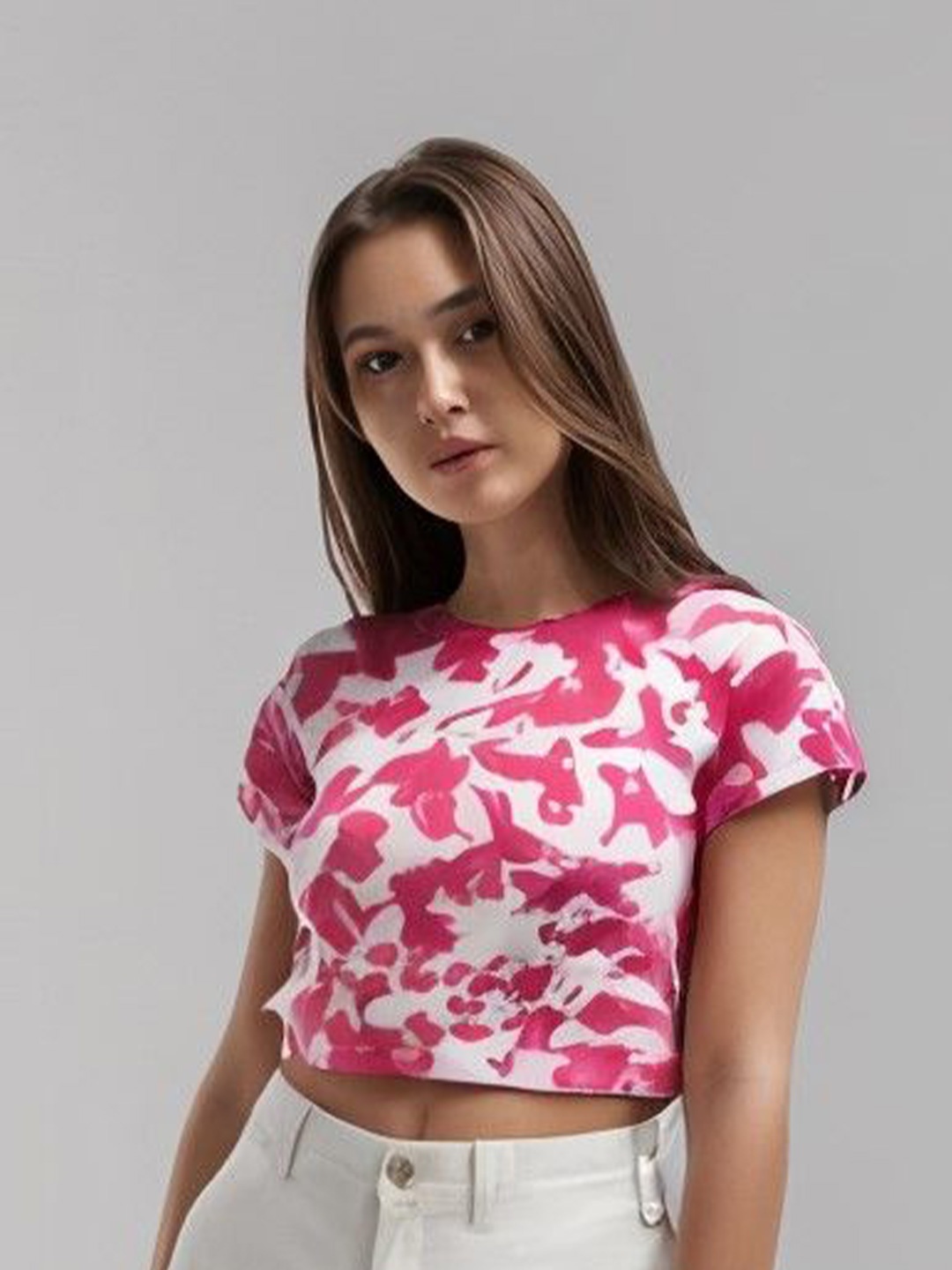 

sollobell Cotton Boxy Crop Top, Pink