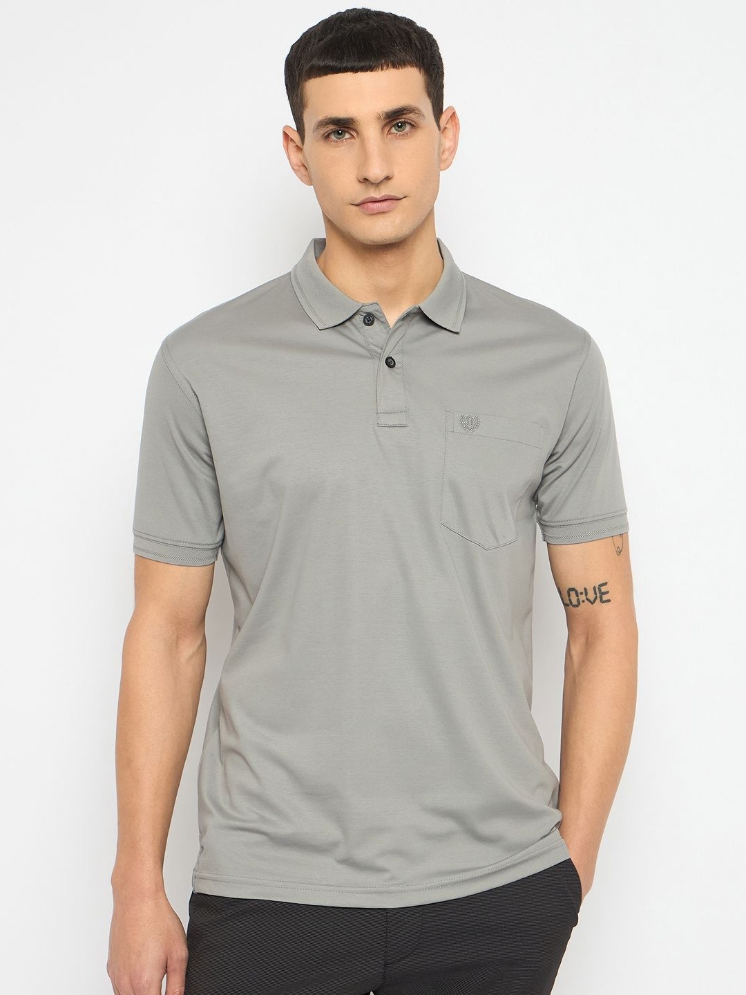 

Duke Men Polo Collar Pockets T-shirt, Grey