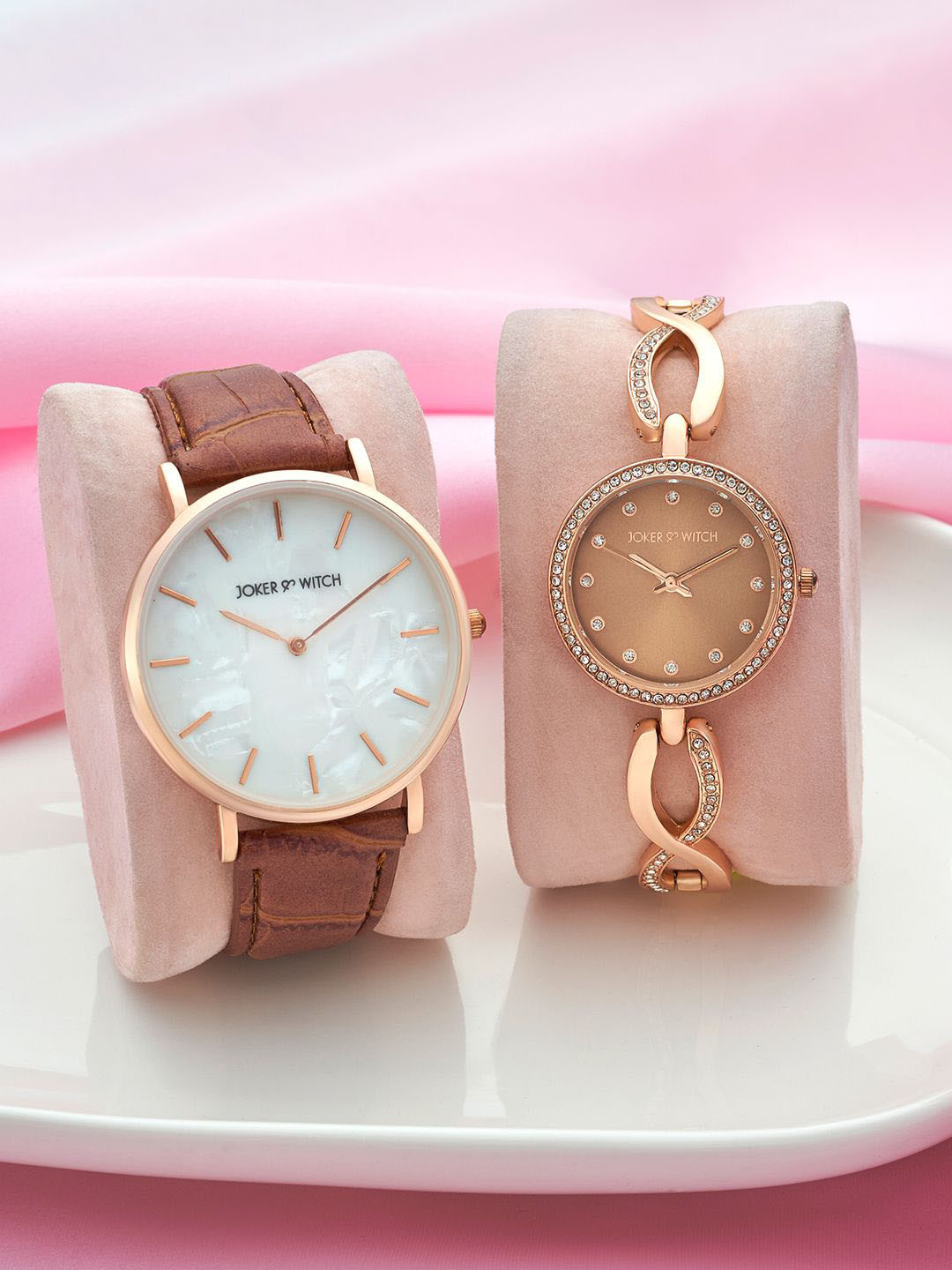 

JOKER & WITCH Travis & Taylor Analogue Couple Watches Giftset, Rose gold