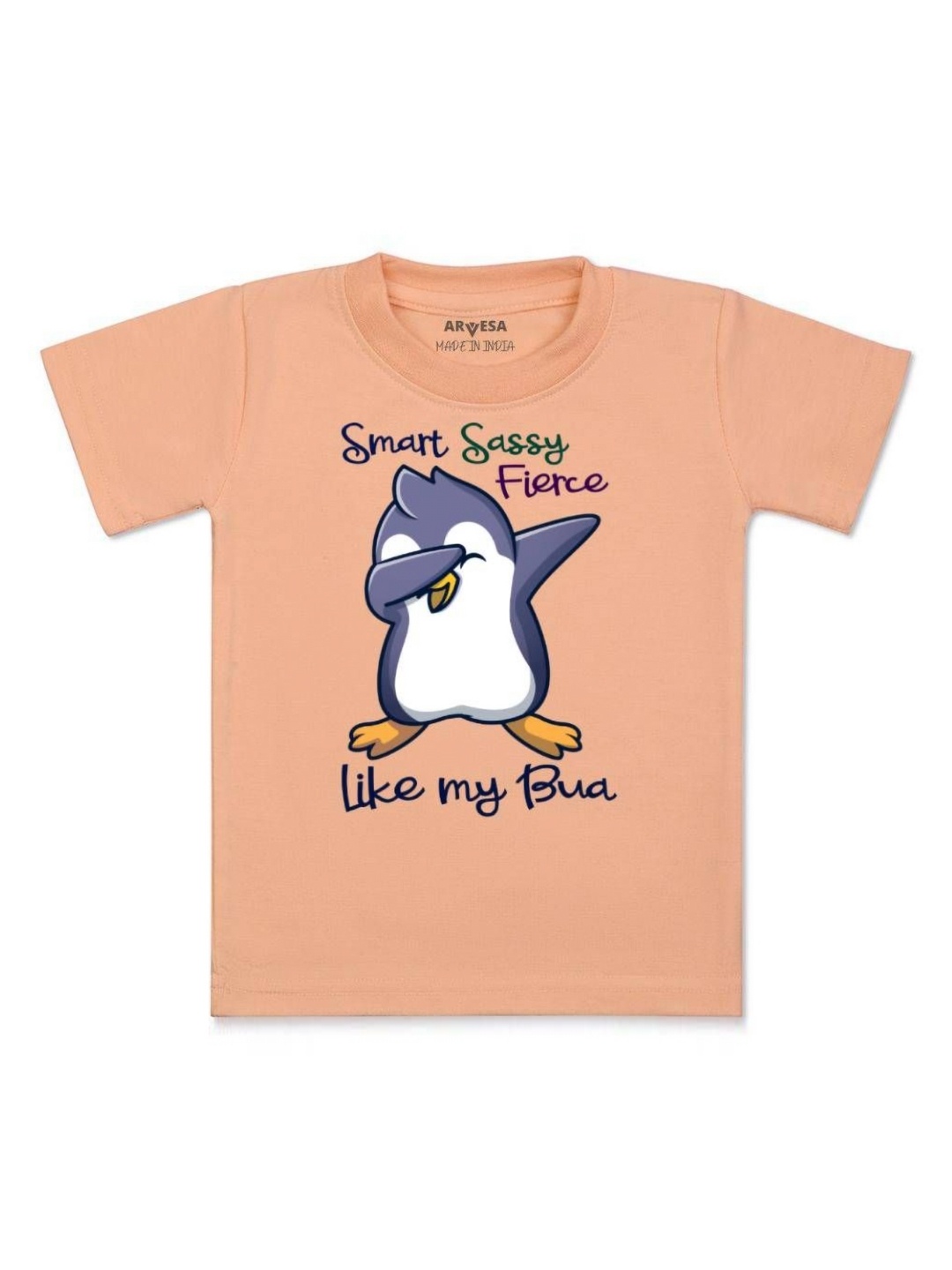 

Arvesa Kids Smart Sassy Like My Bua Printed Tshirt, Peach