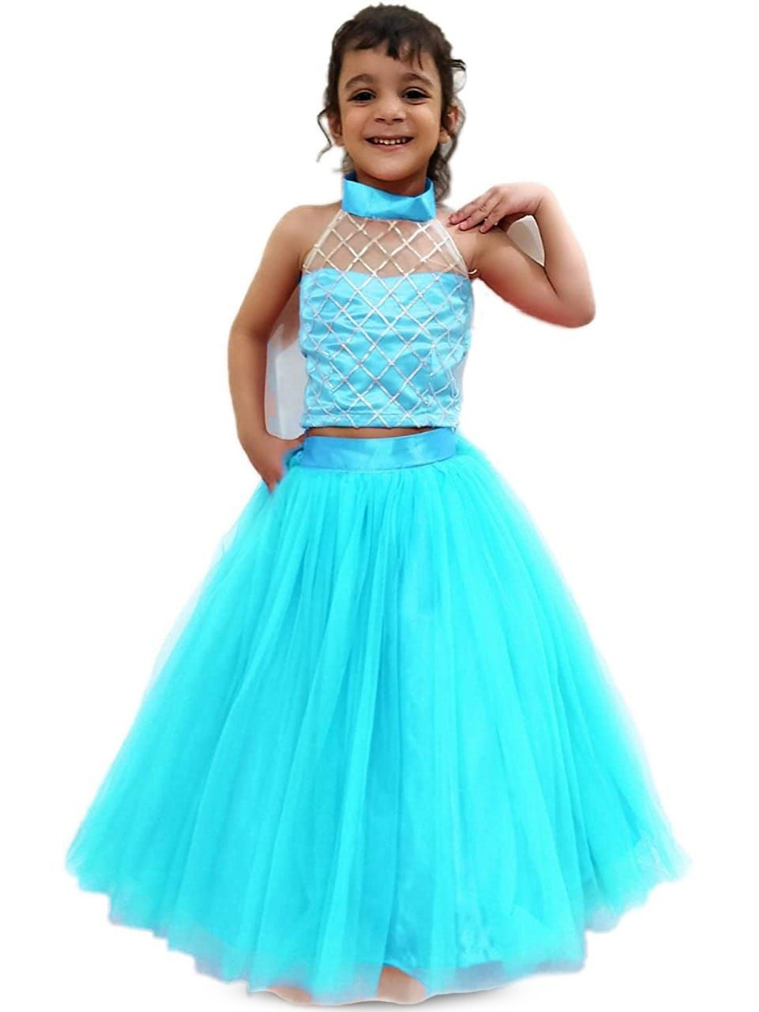 

TILISM Net A-Line Dress, Blue
