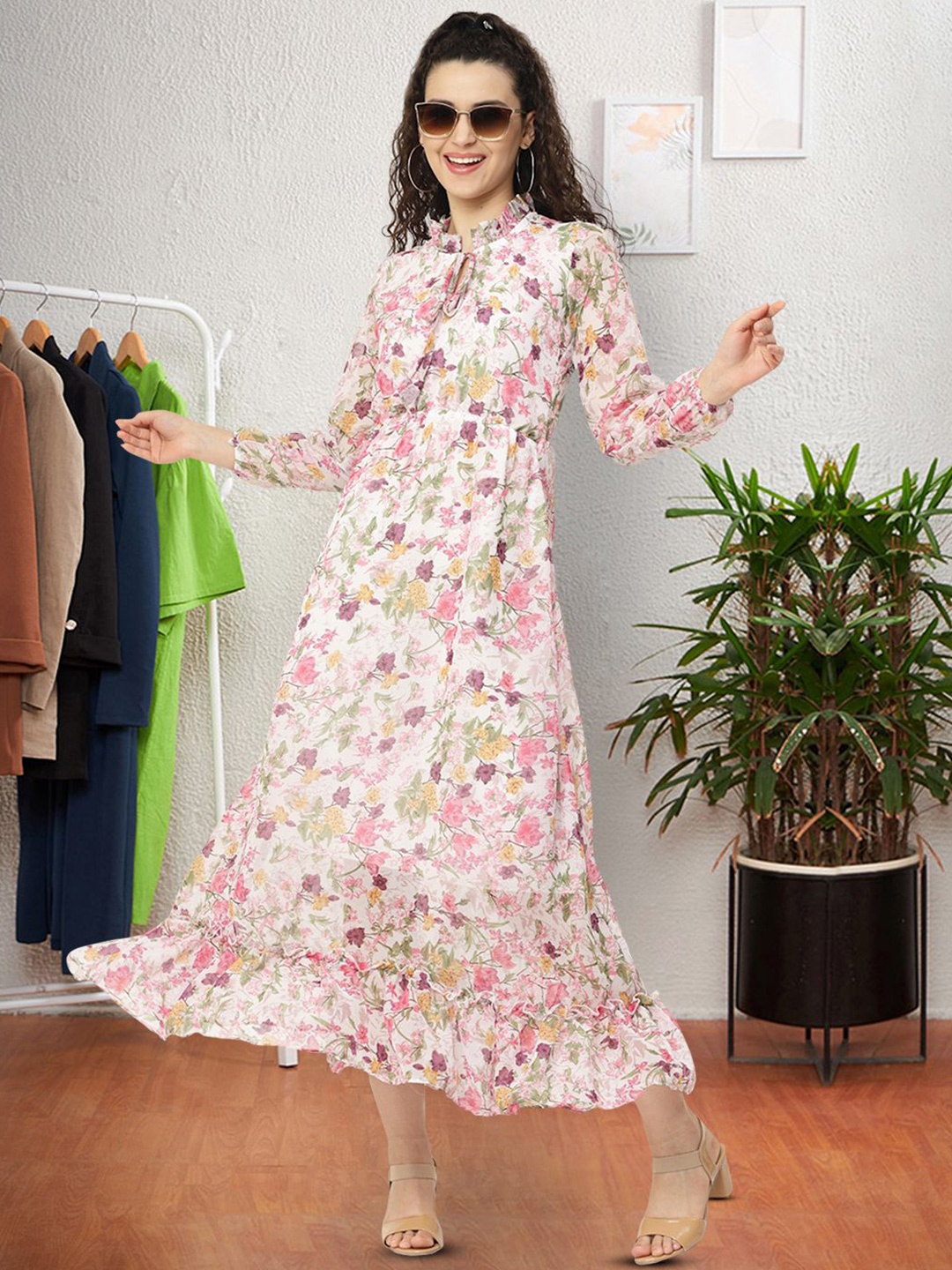 

Moda Rapido Floral Print Keyhole Neck Applique Fit & Flare Dress, Multi