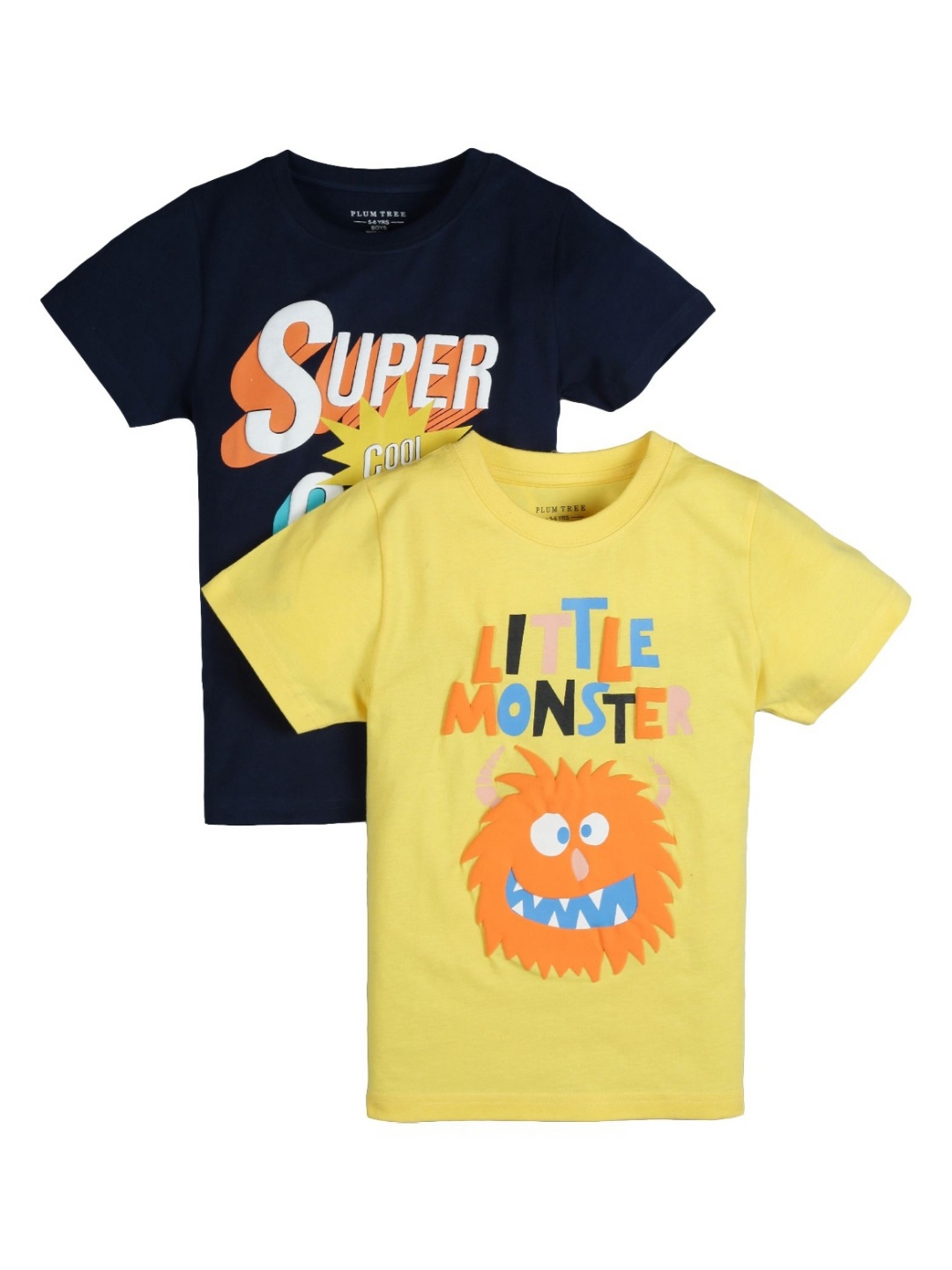 

PLUM TREE Boys Typography 2 Printed Applique T-shirt, Yellow