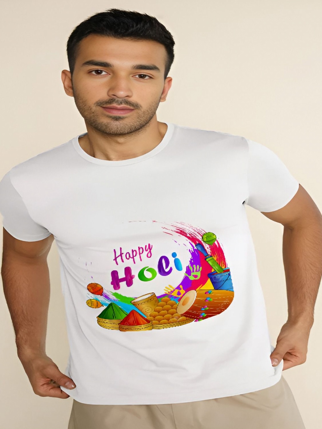 

MAYKR Men Printed Applique T-shirt, White